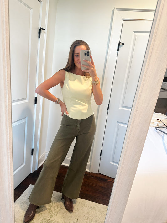 Straight Leg Denim - Olive