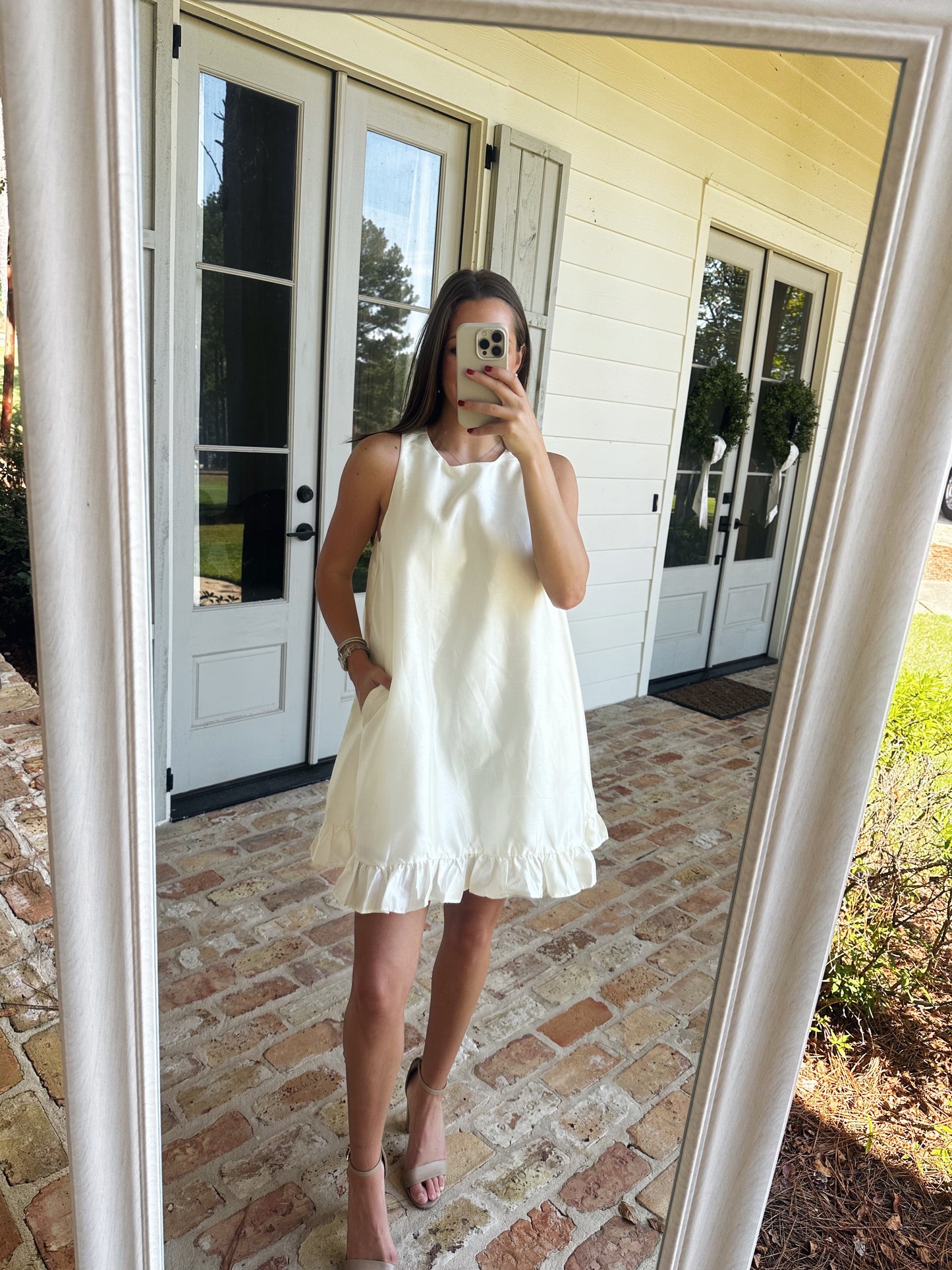 Ruffle Pearl Mini Dress