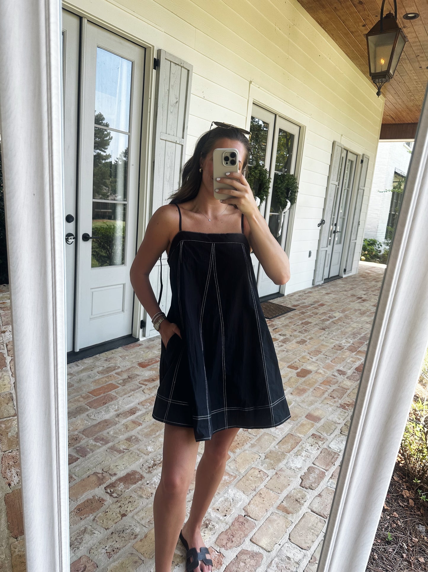 Black Shoulder Tie Mini Dress