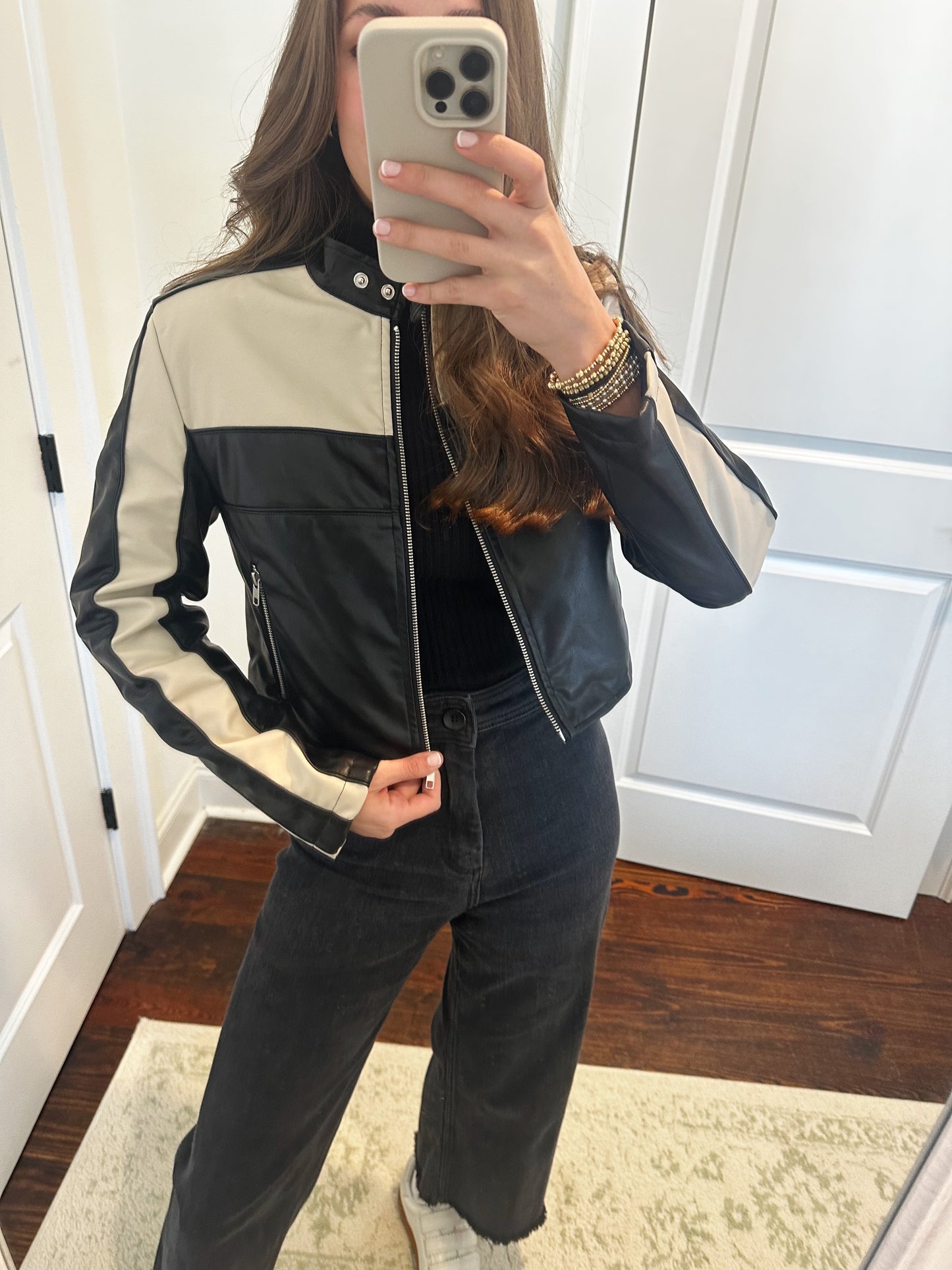 Color Block Cropped Jacket