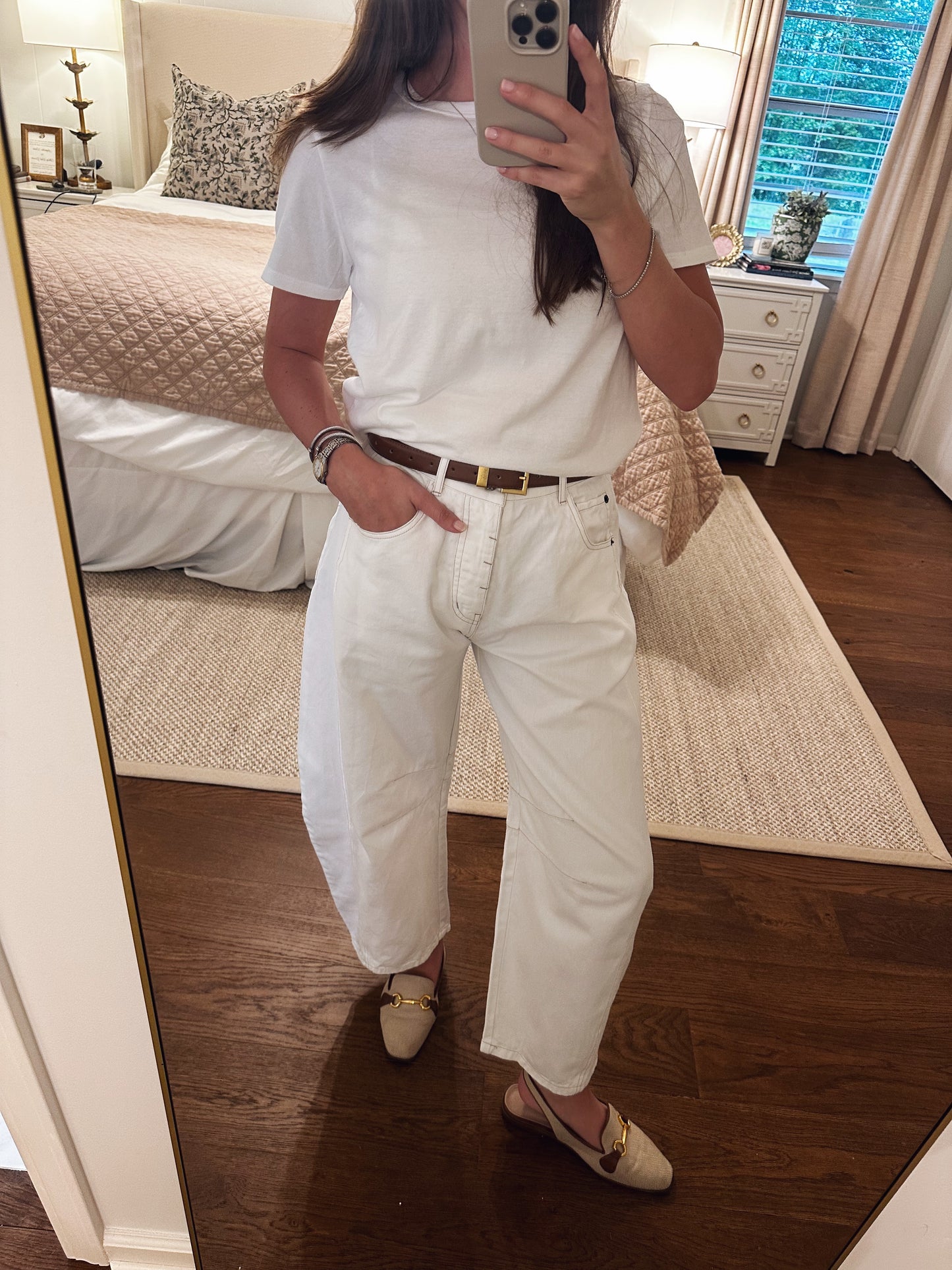 Jordan White Barrel Jeans