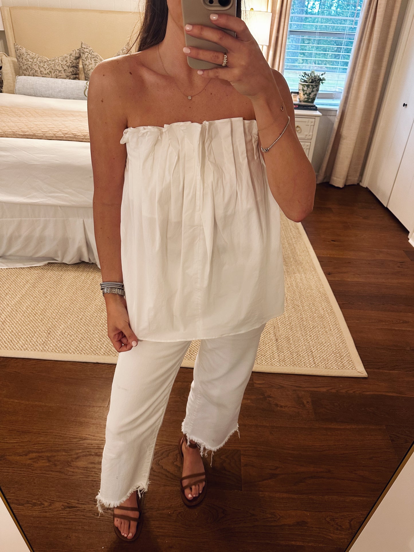 Pintuck Pleated Top - White