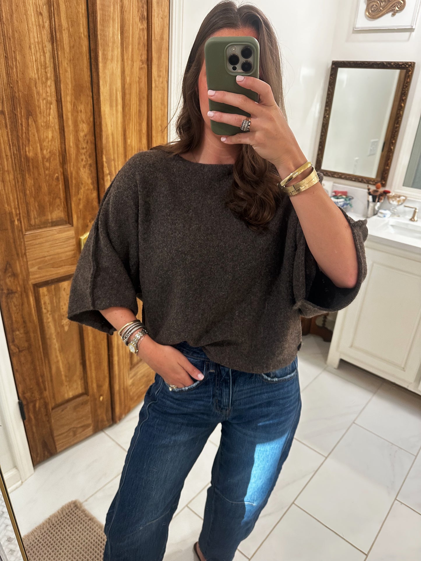 Brown Knit Top