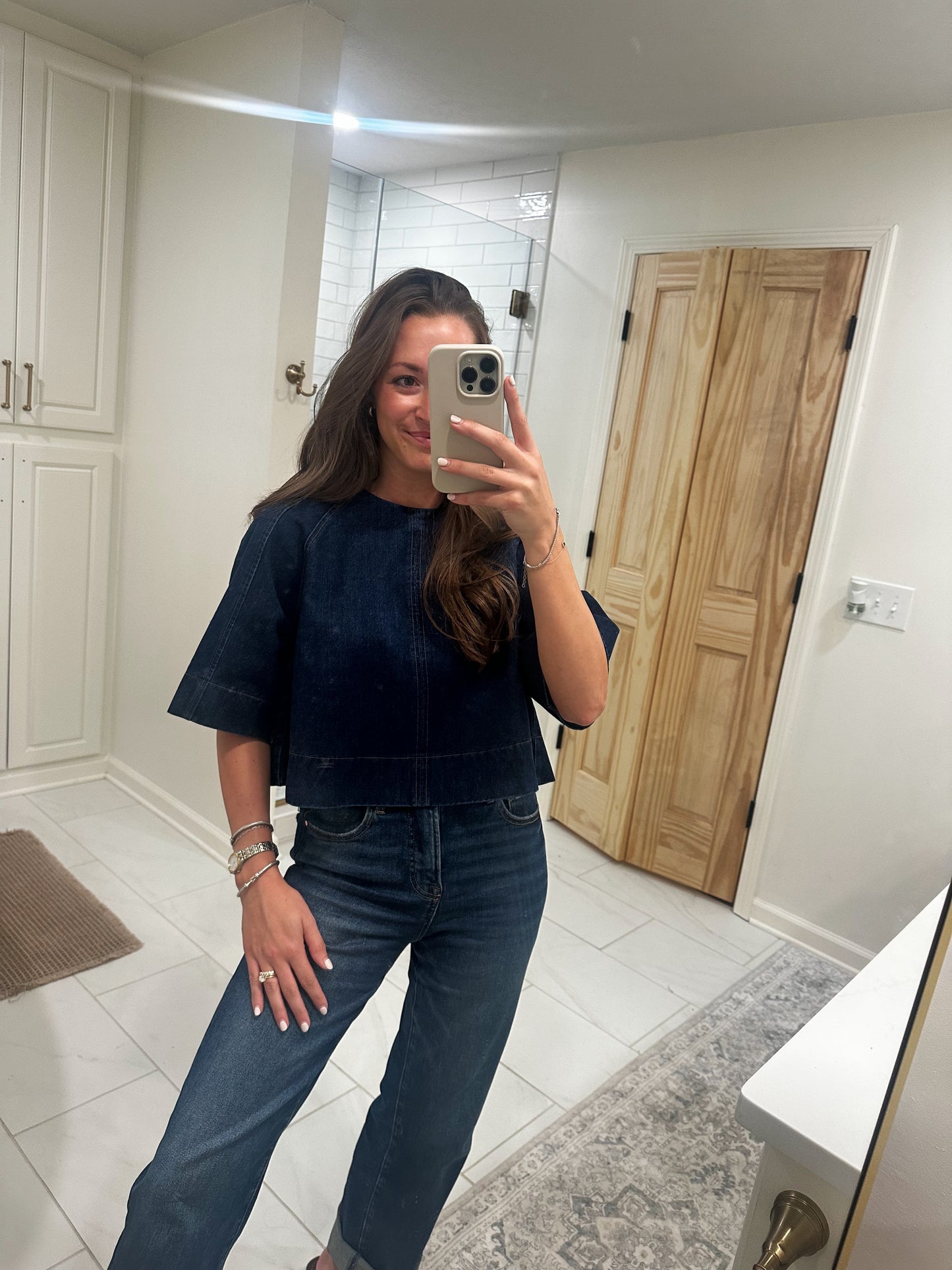 Denim Top with Open Tied Back Detail