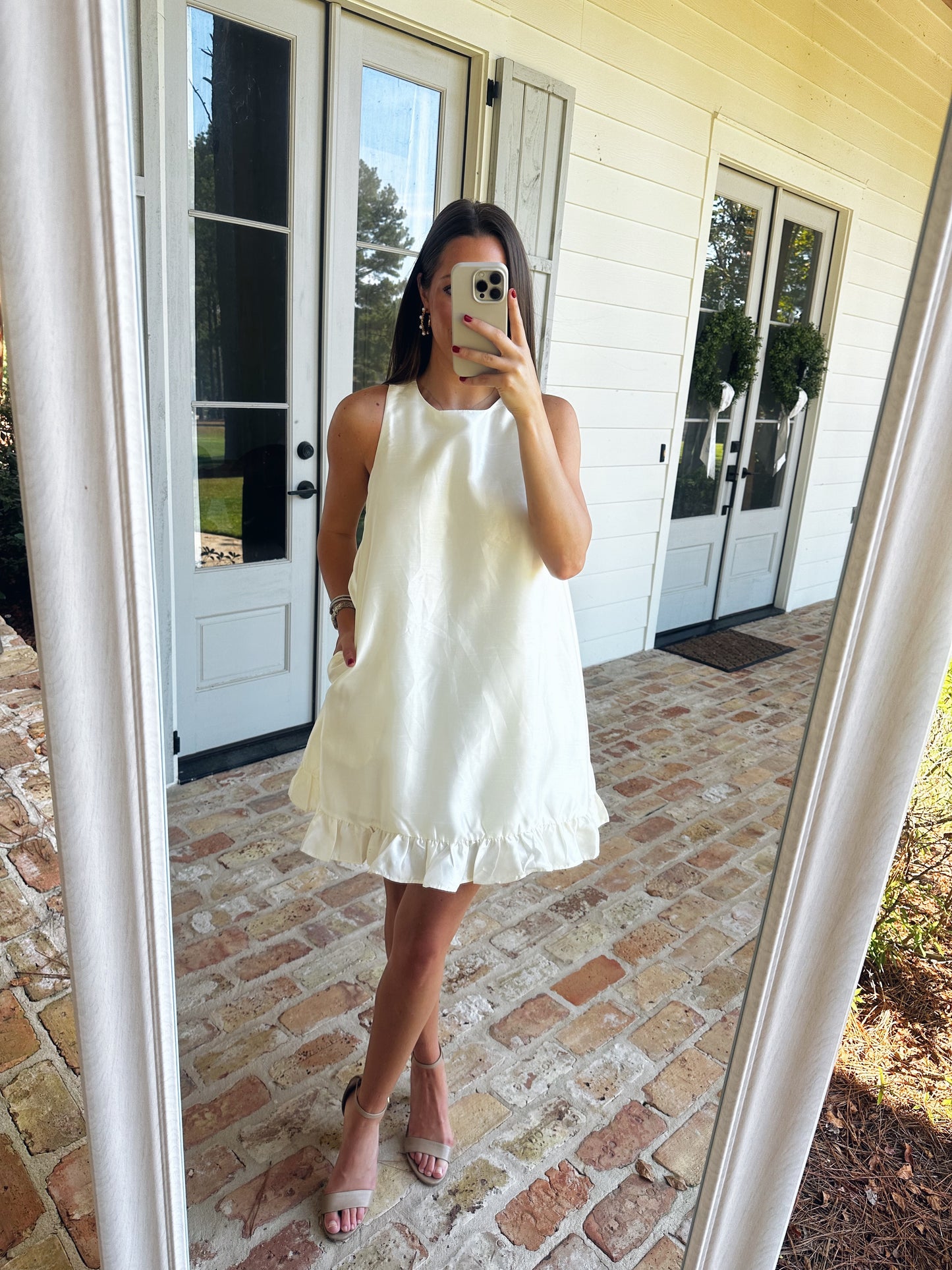 Ruffle Pearl Mini Dress