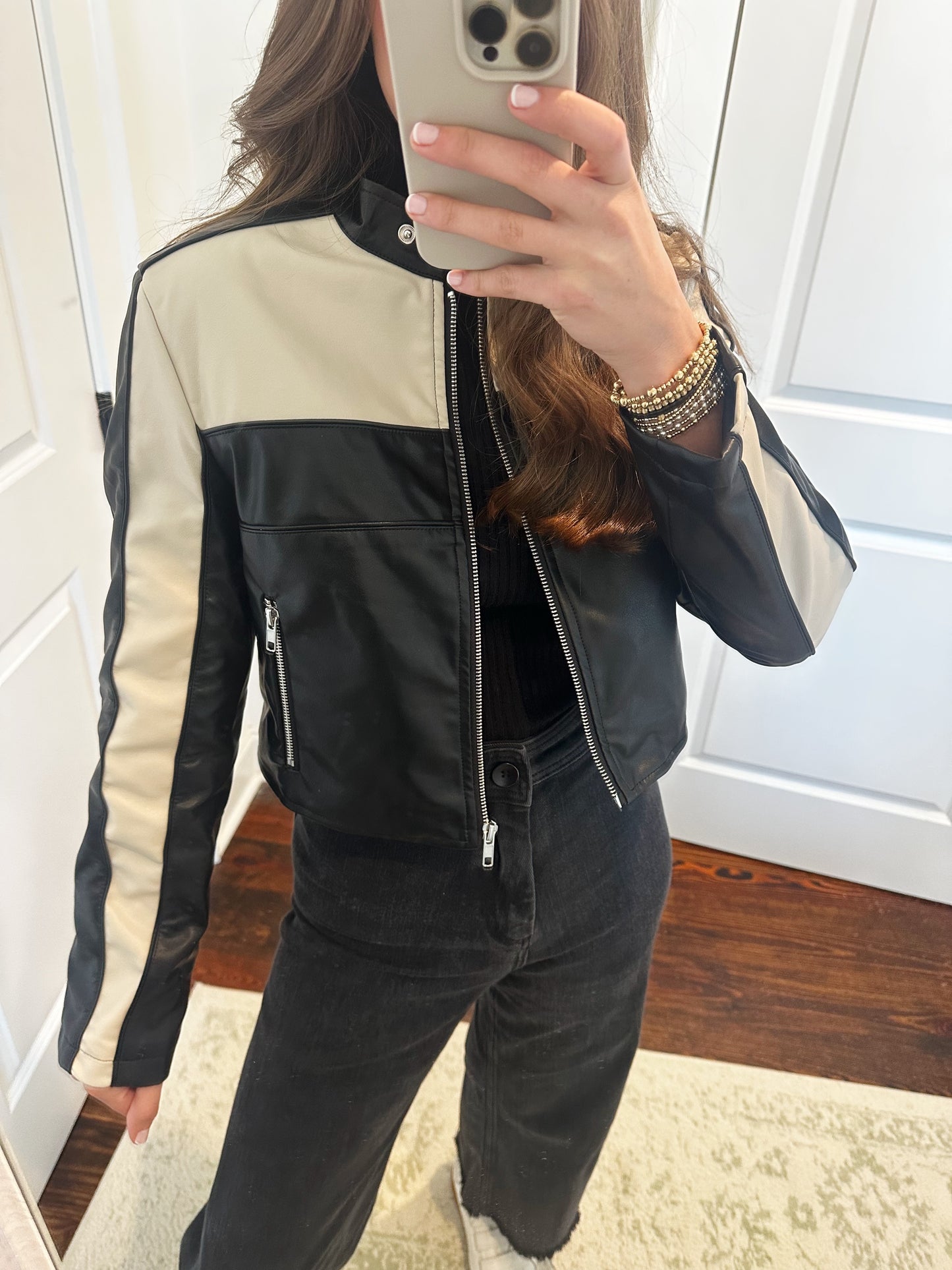Color Block Cropped Jacket