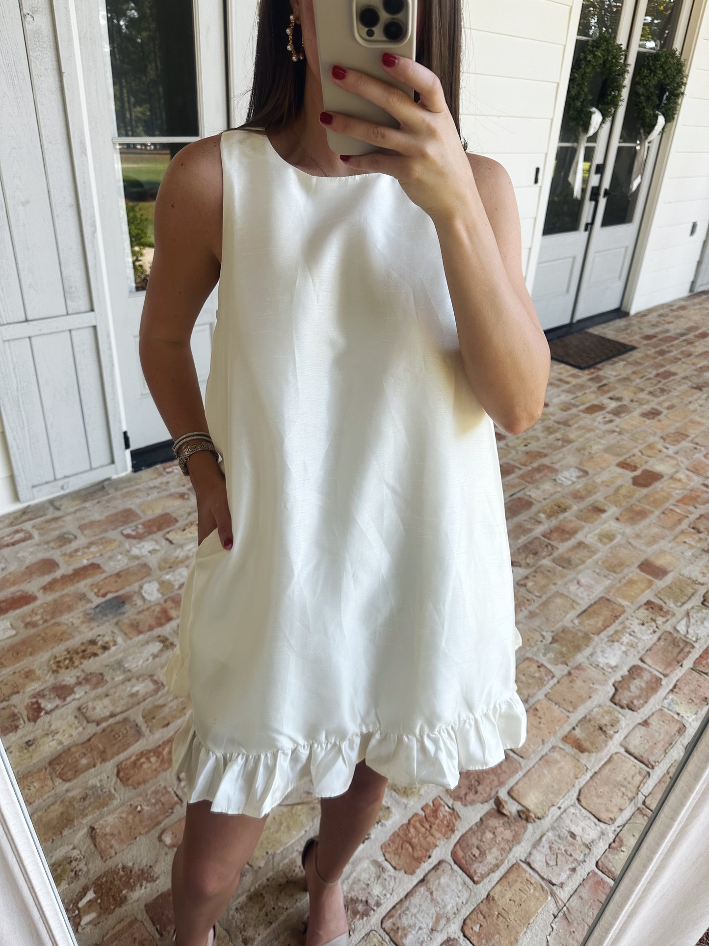 Ruffle Pearl Mini Dress