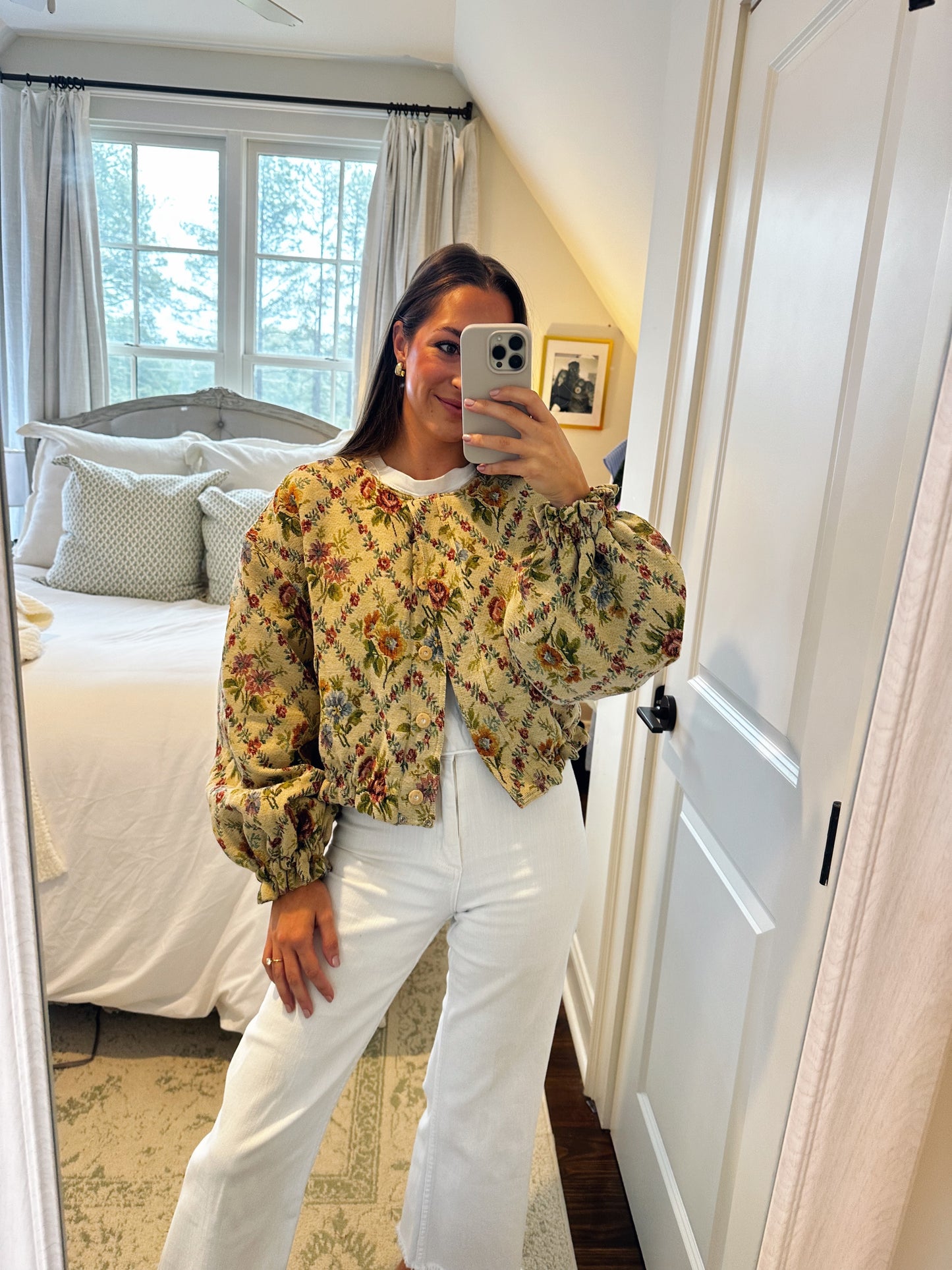 Floral Tapestry Fabric Bomber Jacket