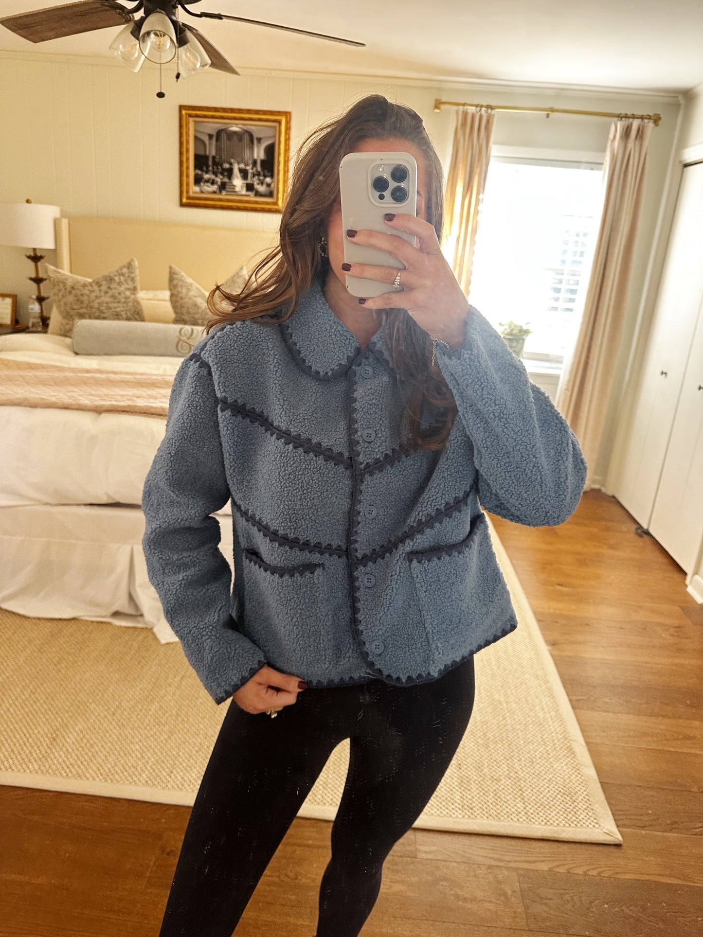 Sherpa Jacket With Blanket Stitch