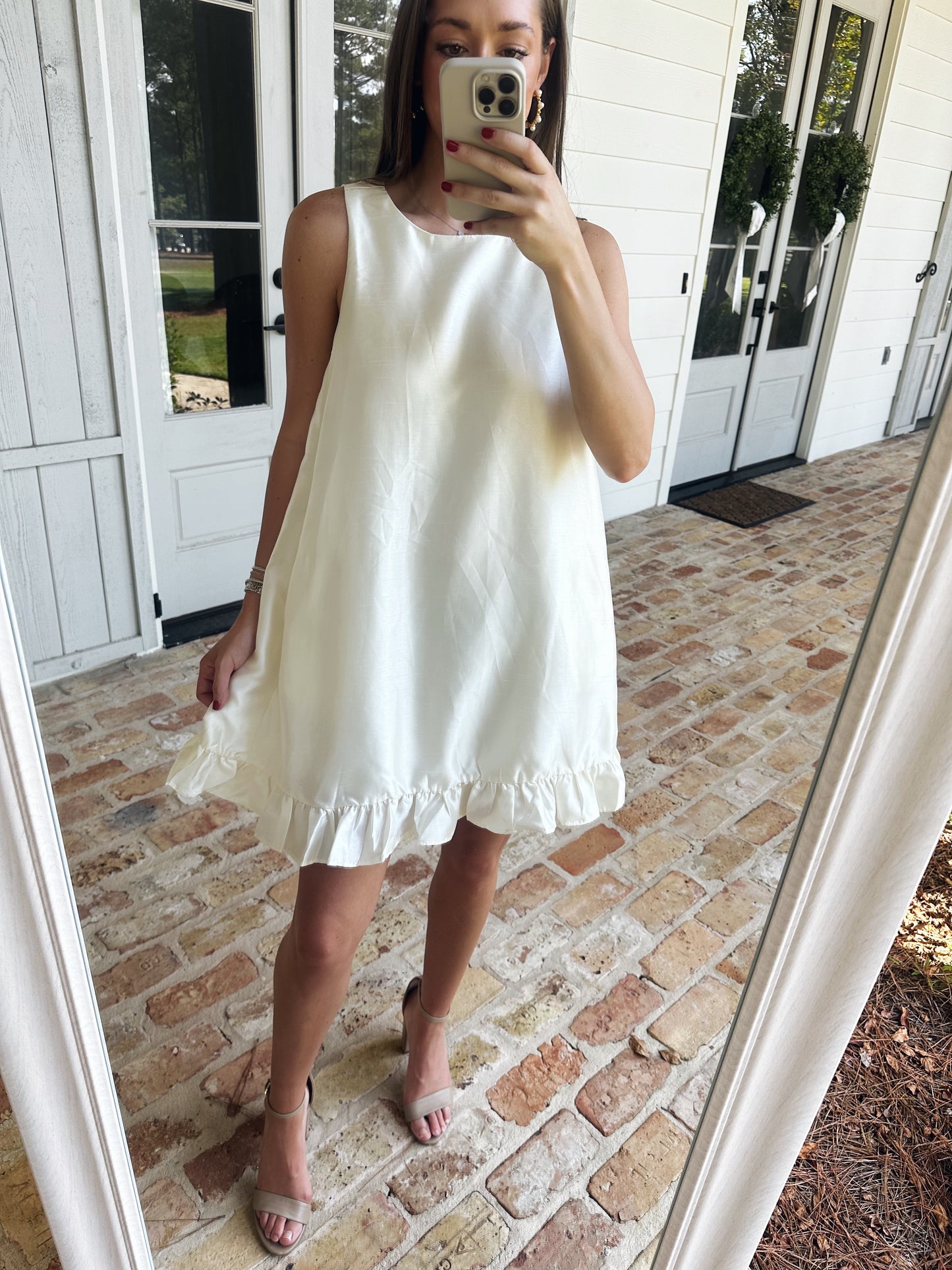 Ruffle Pearl Mini Dress