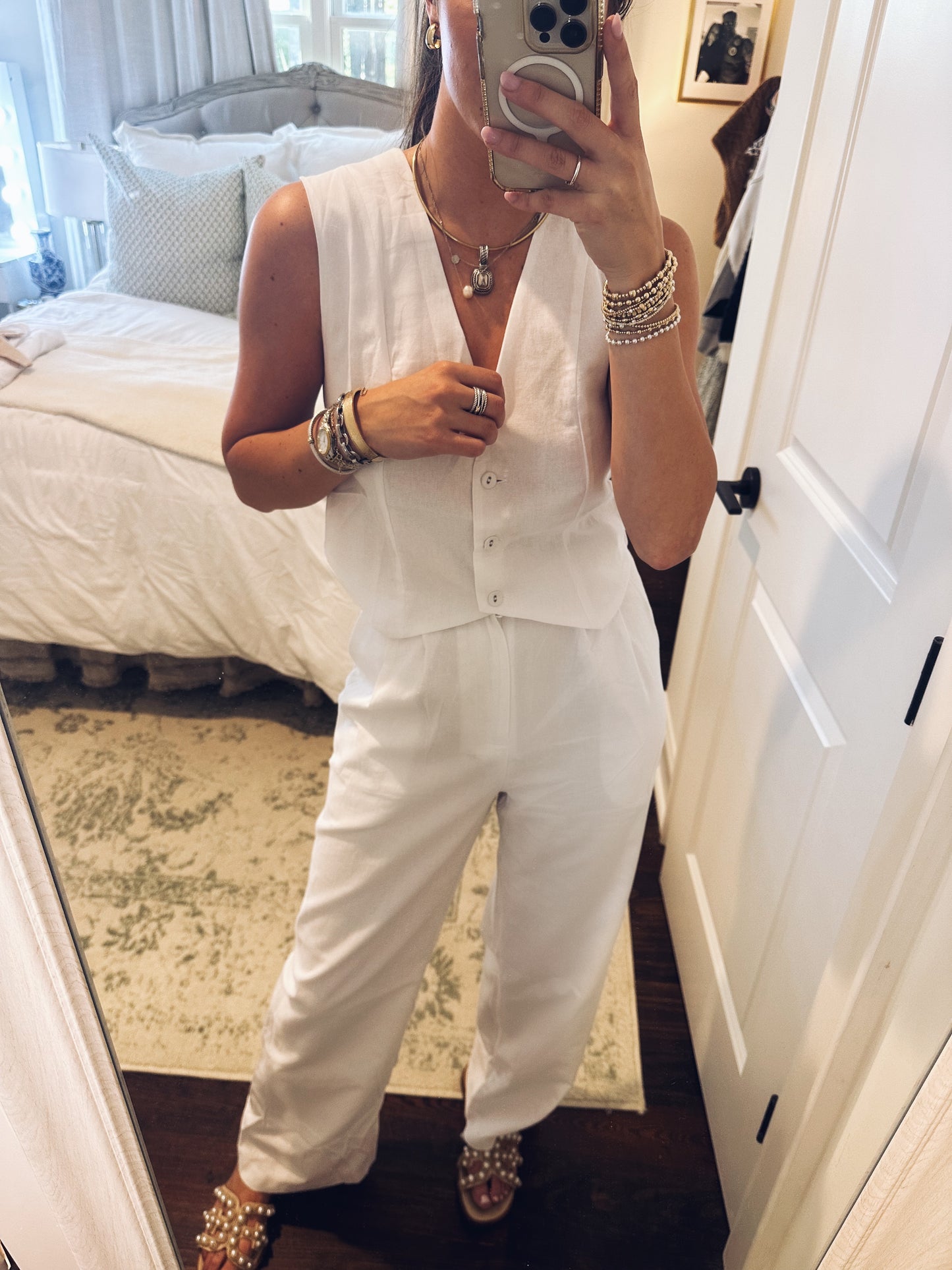 Leigh Linen Pants - White