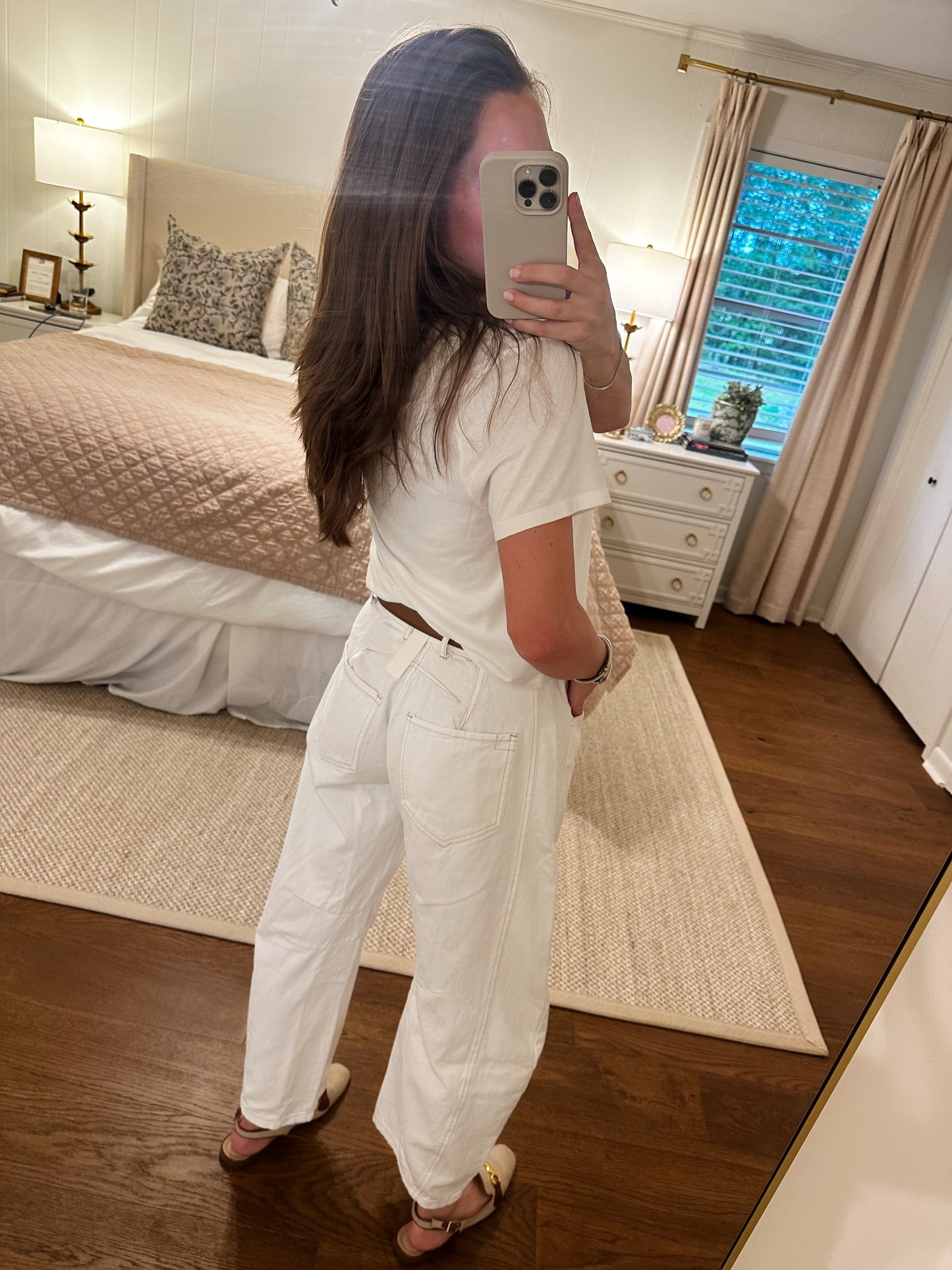 Jordan White Barrel Jeans