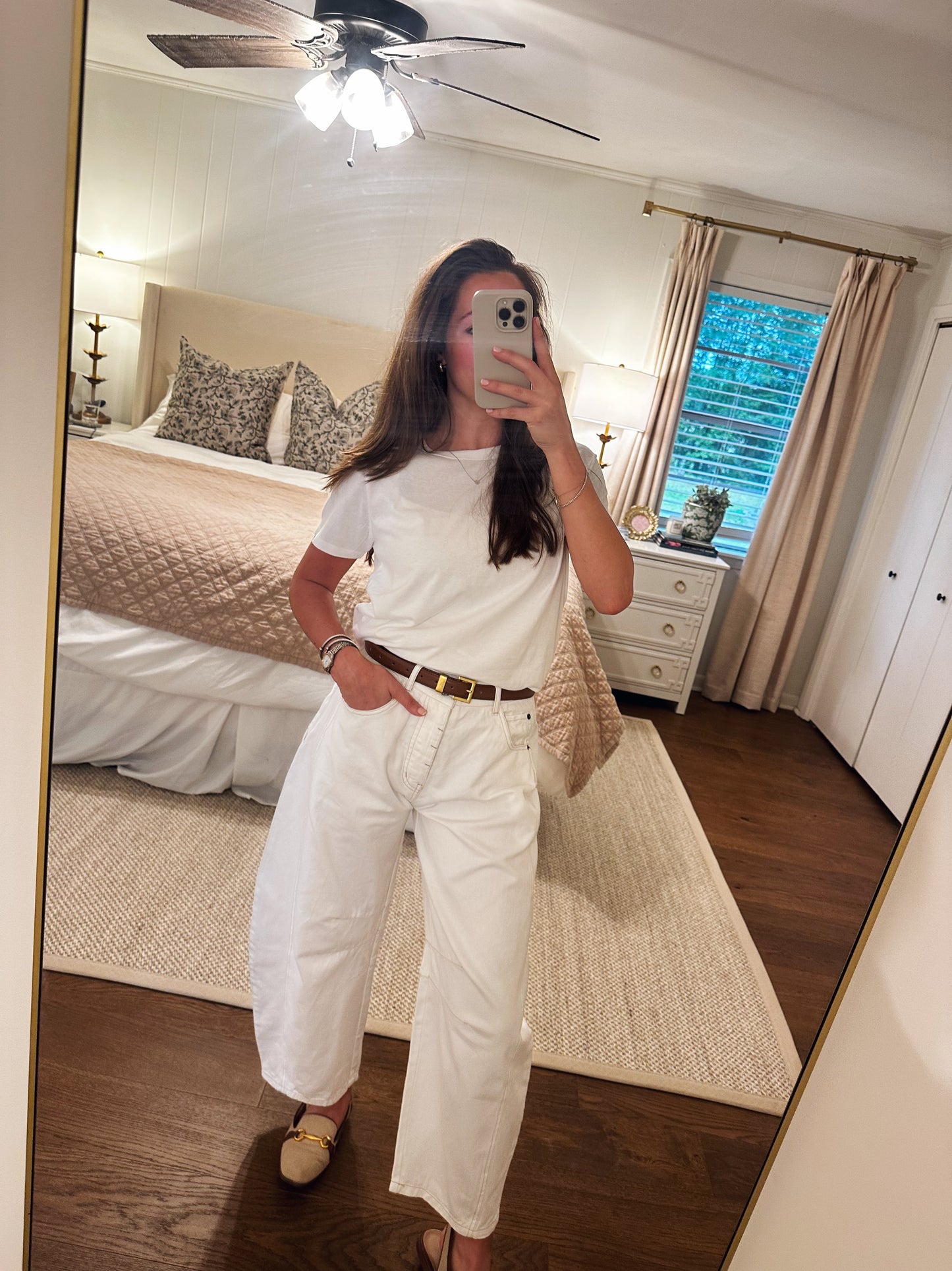 Jordan White Barrel Jeans