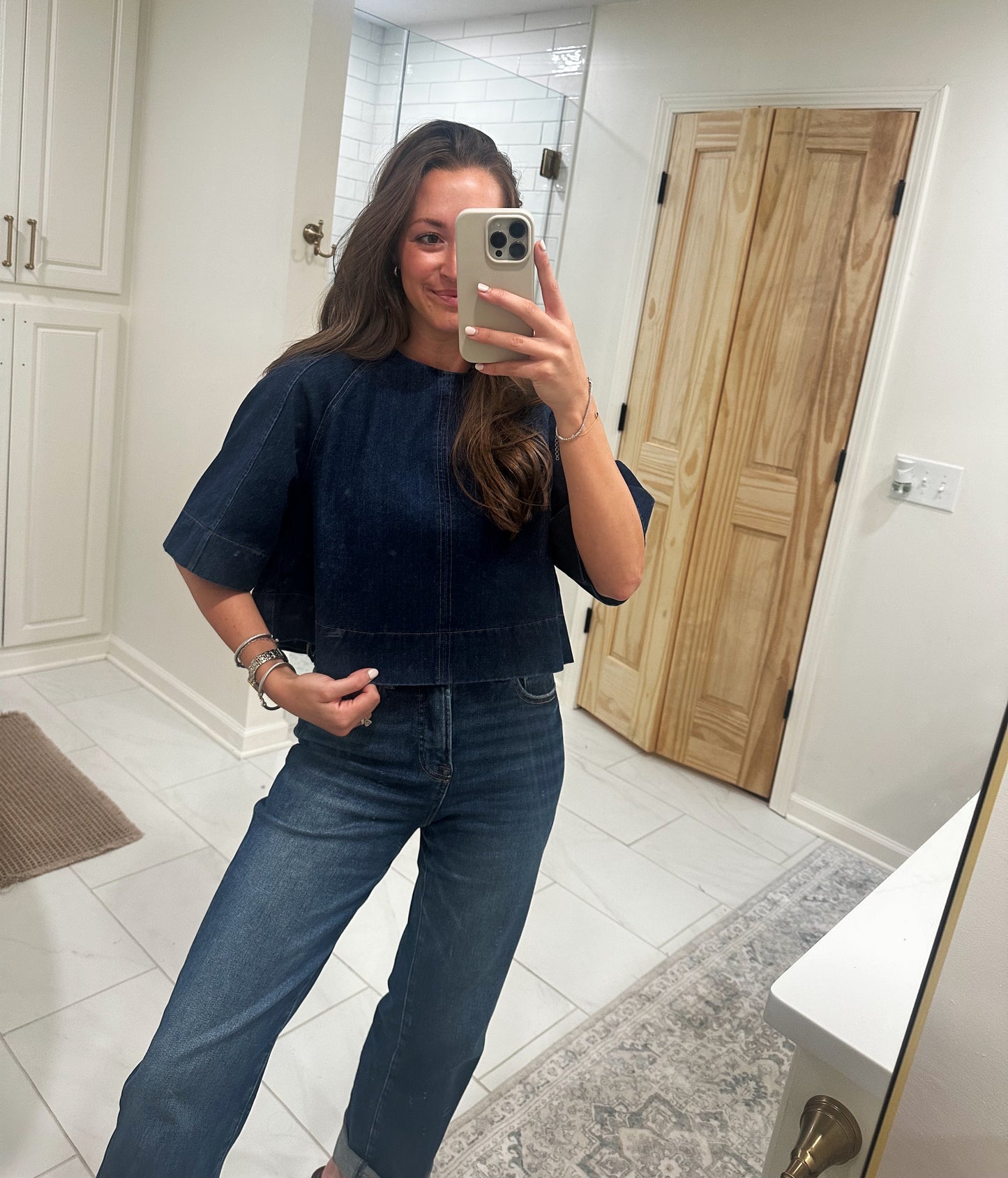 Denim Top with Open Tied Back Detail