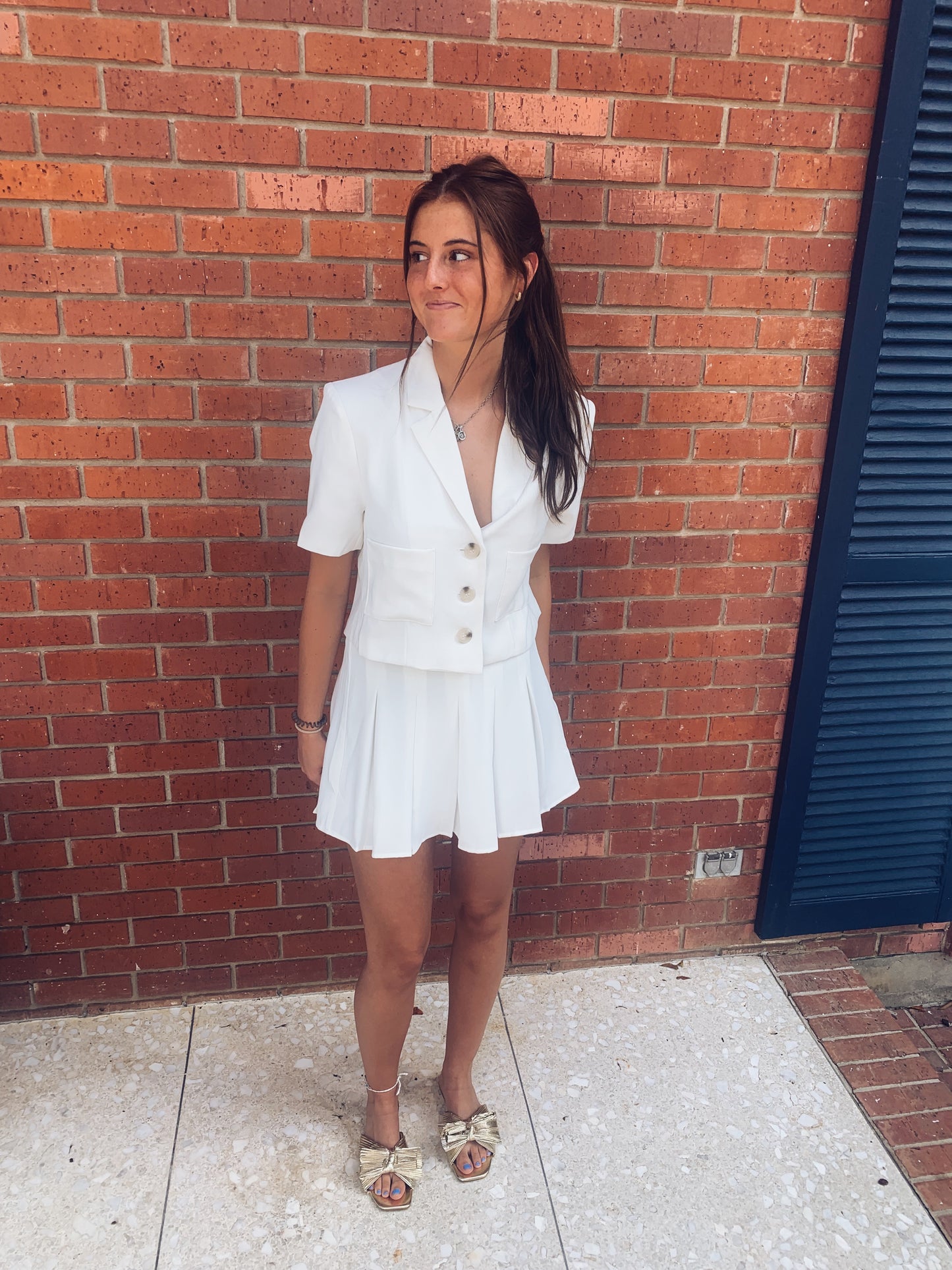 Laura Button Down Top - White