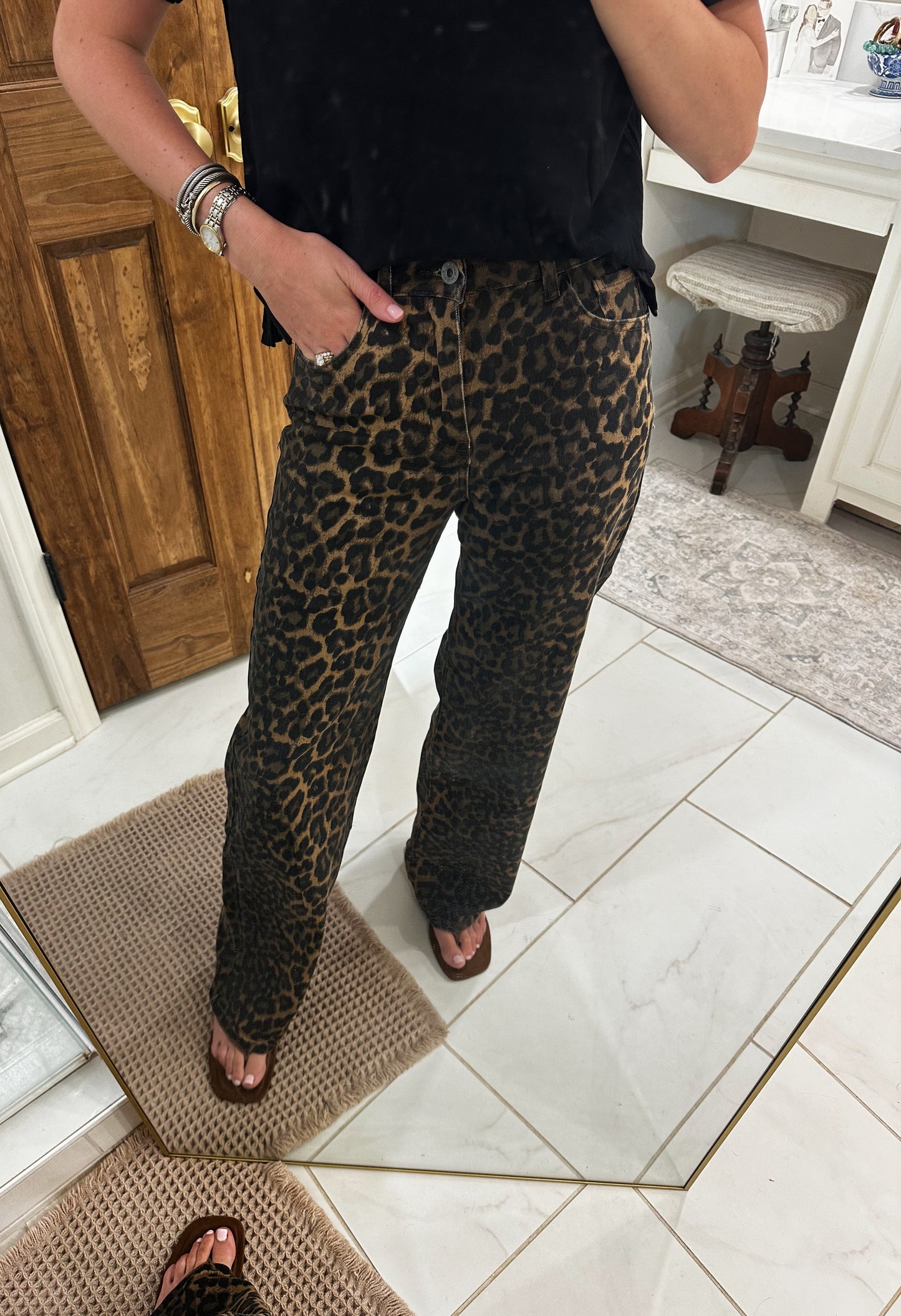 Leopard Straight Leg Jeans