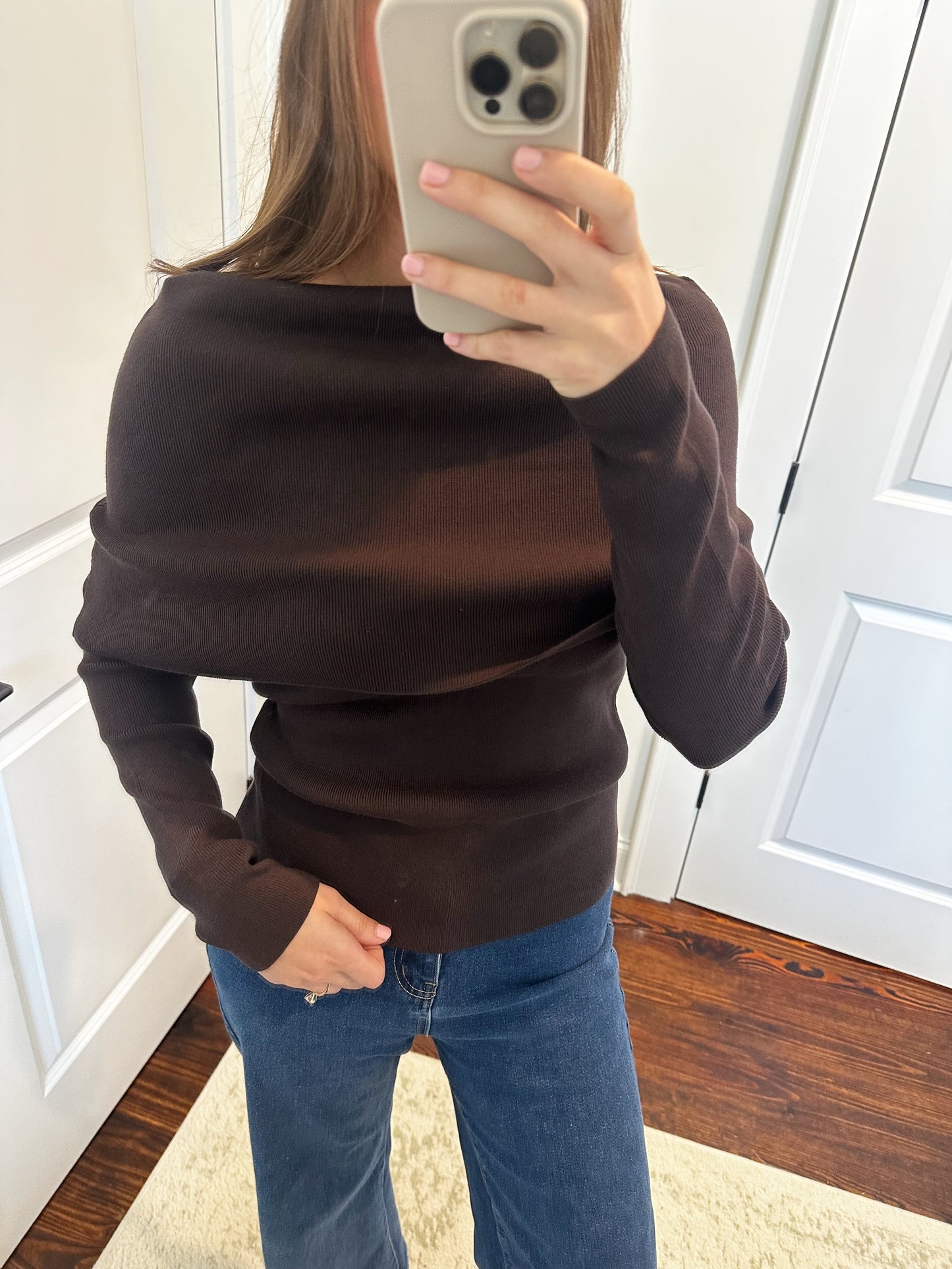 Off The Shoulder Long Sleeve - Brown