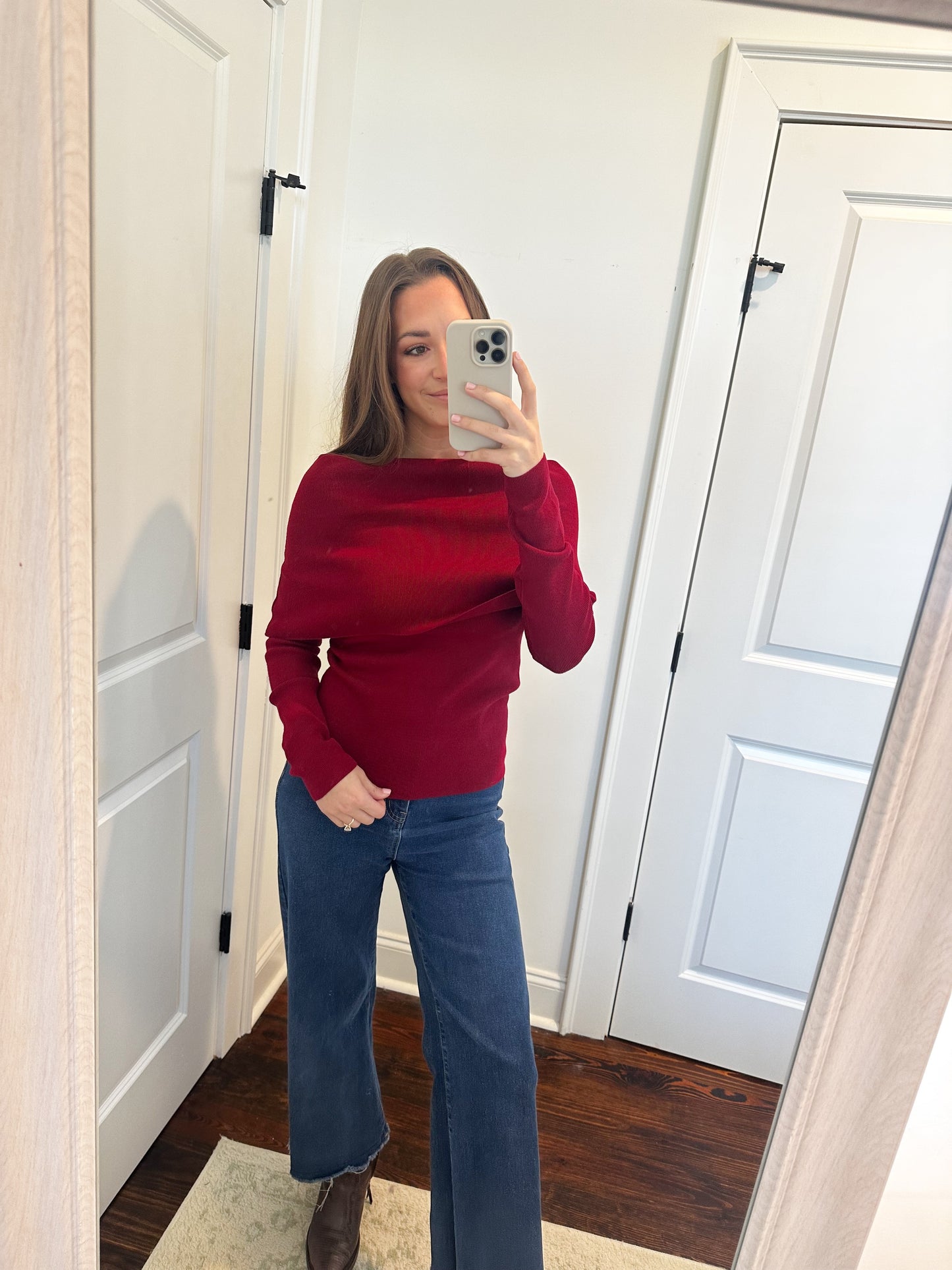 Off The Shoulder Long Sleeve - Burgundy