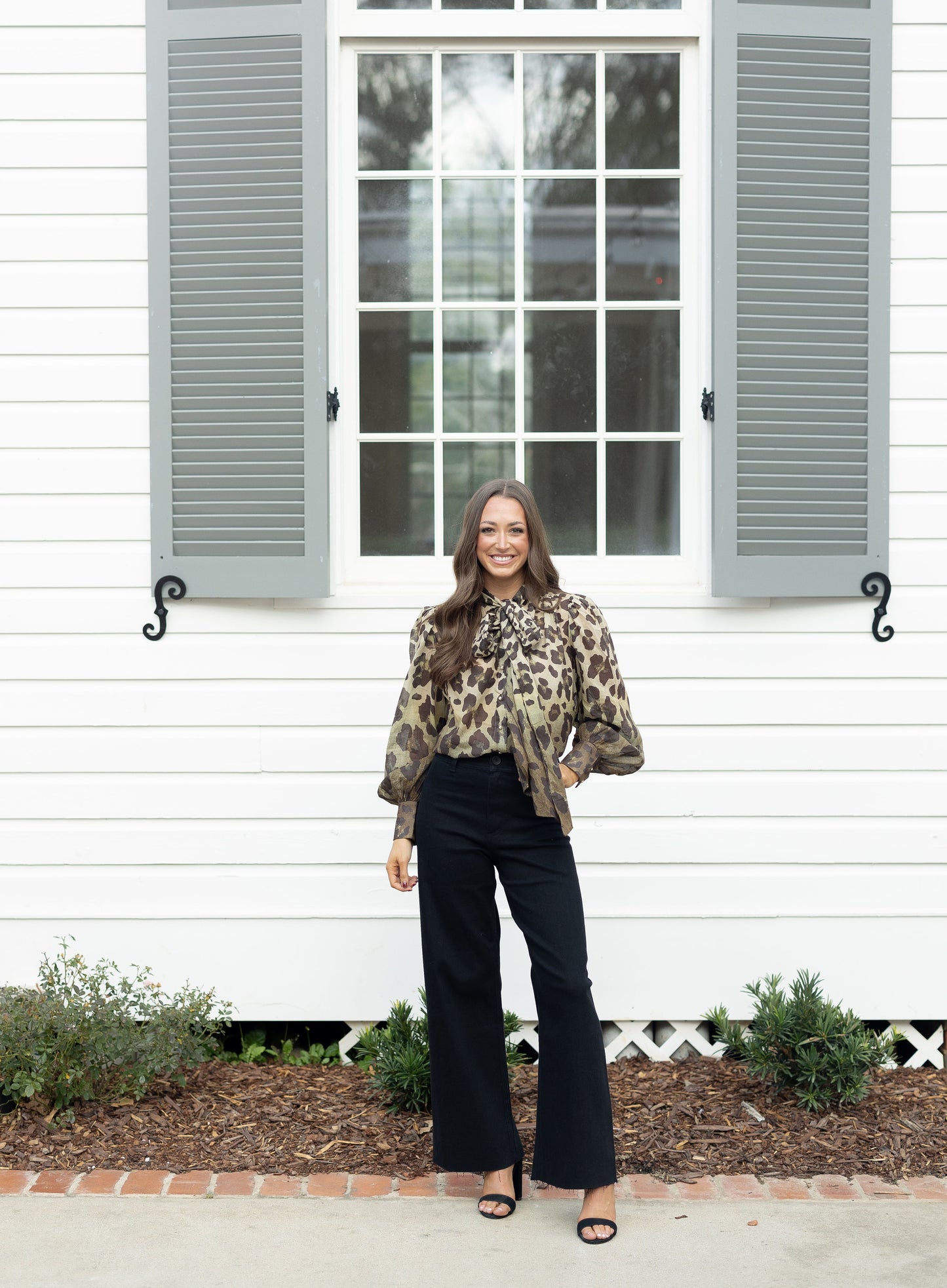 Leopard Bow Tie Button Down