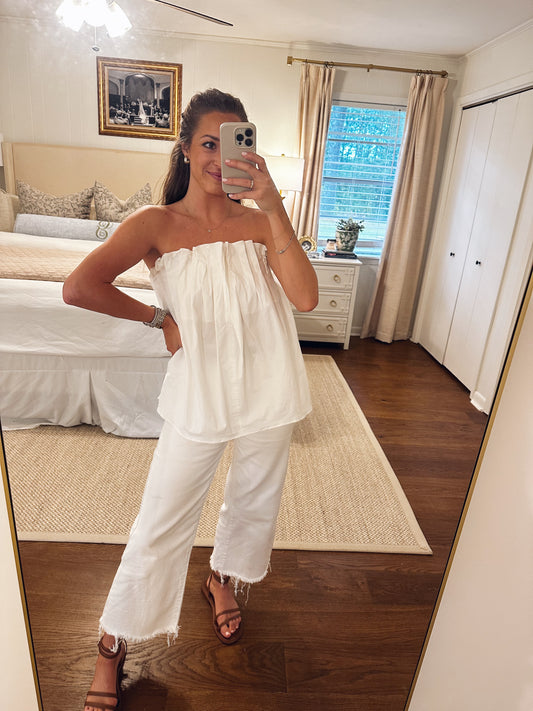 Pintuck Pleated Top - White