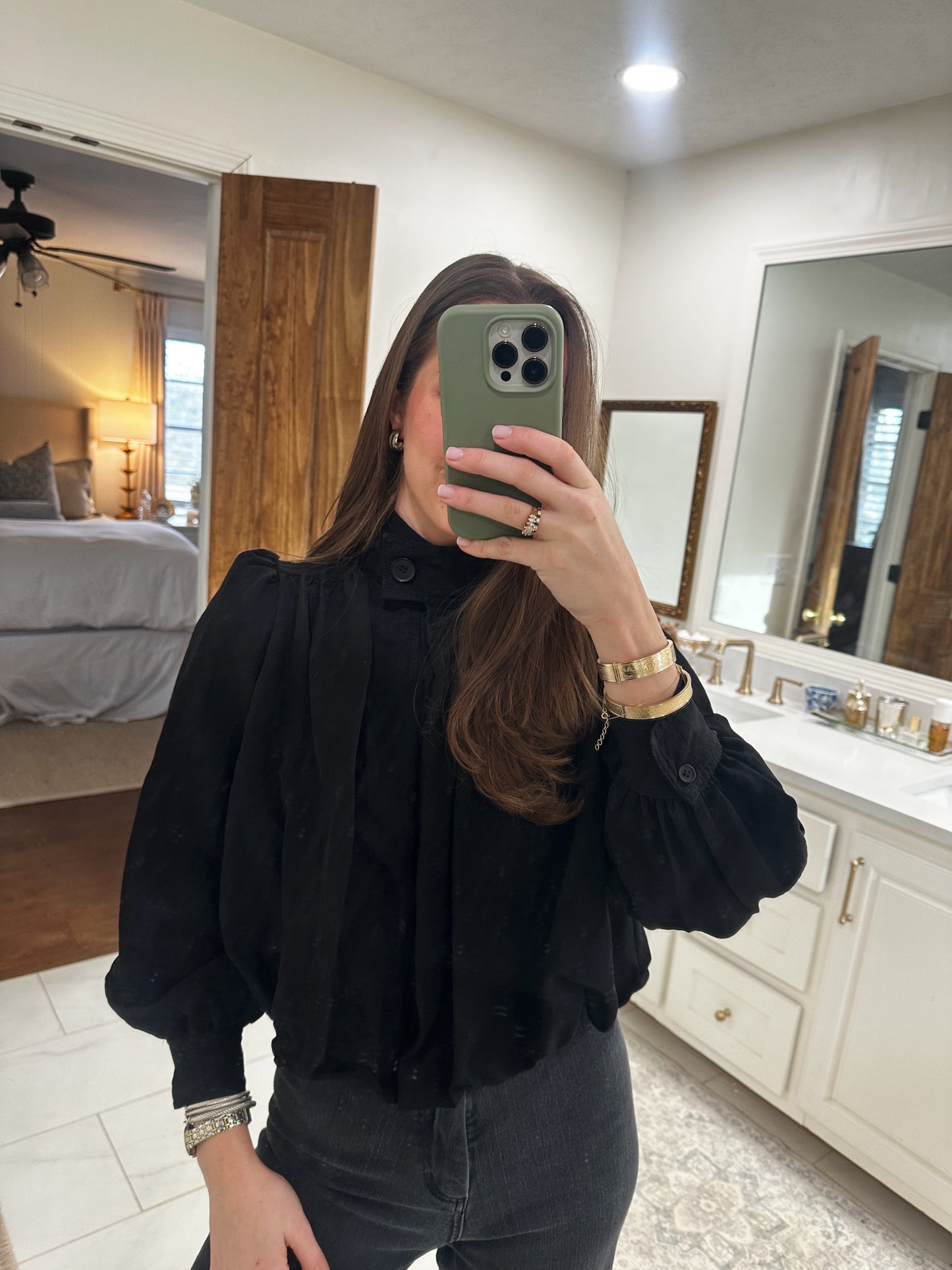 Mock Neck Button Down