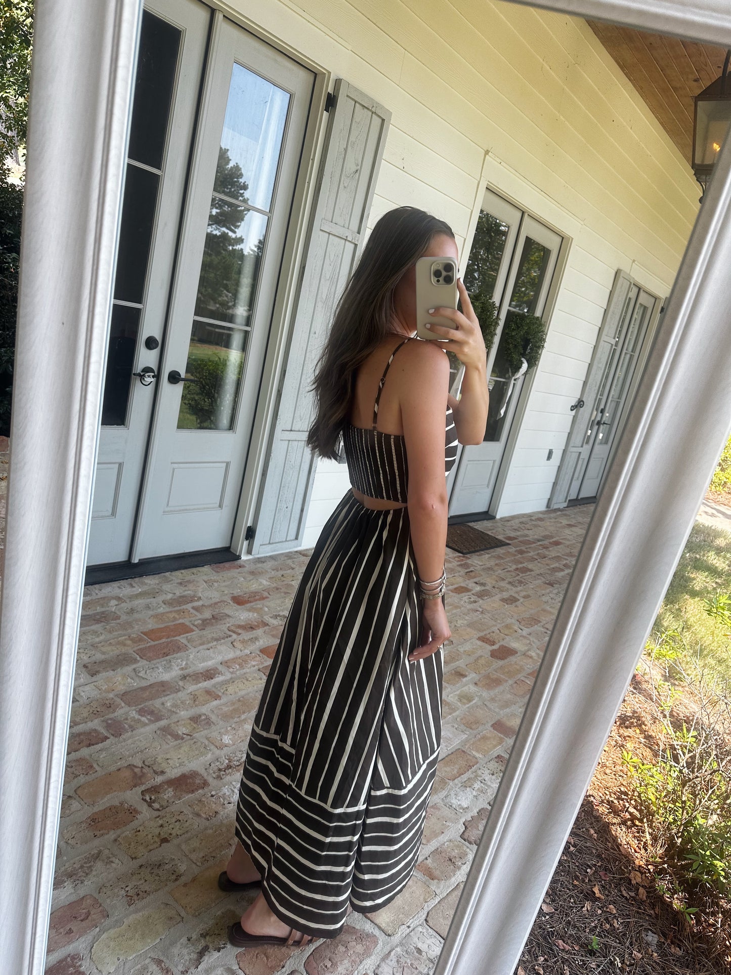 Autumn Striped Maxi Dress