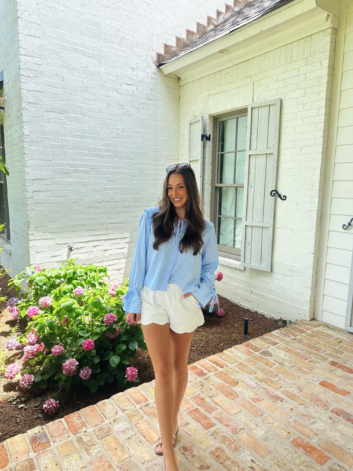 Striped Collared Button Down Blouse