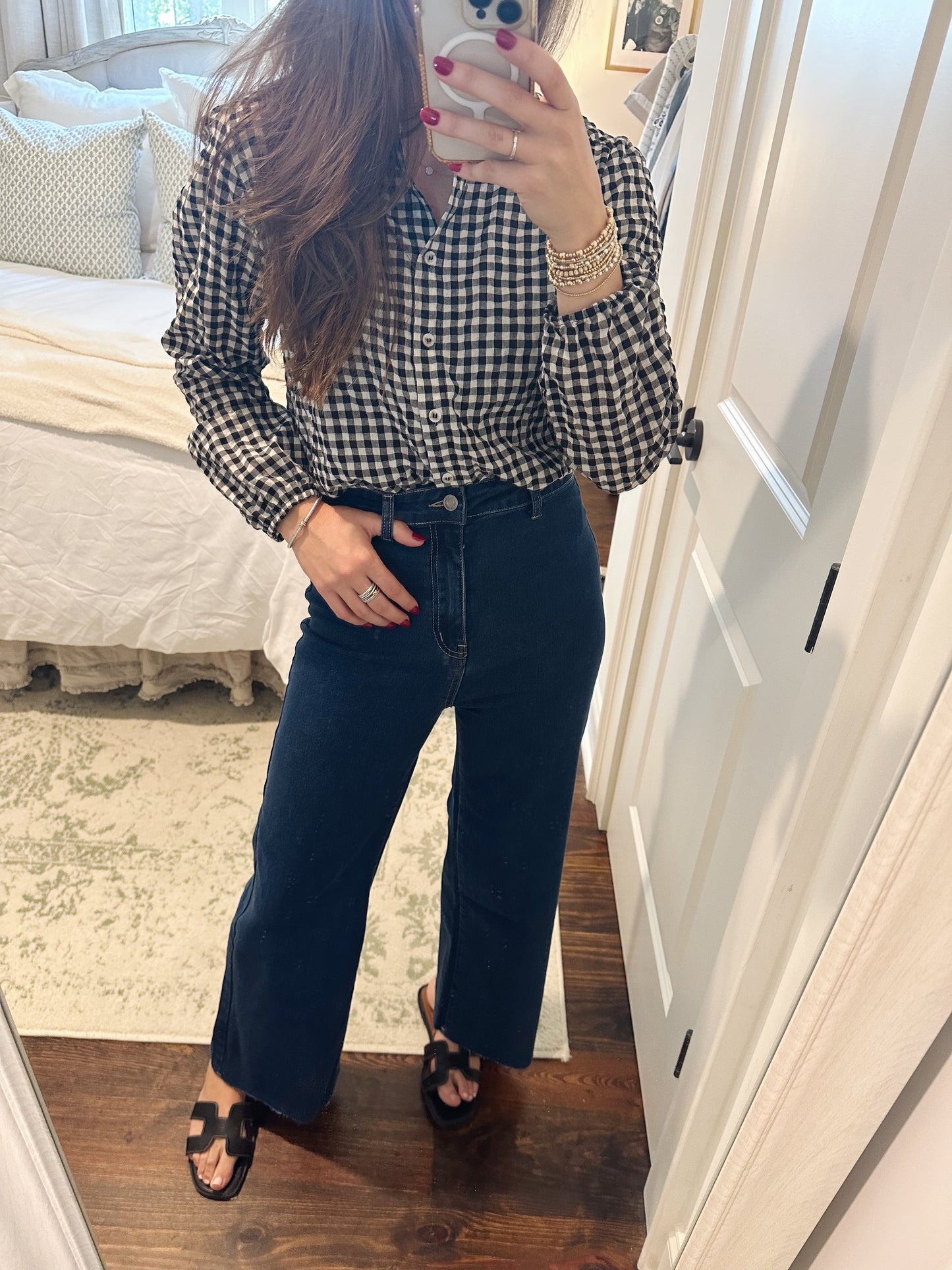 Nicole Gingham Top - Black/White