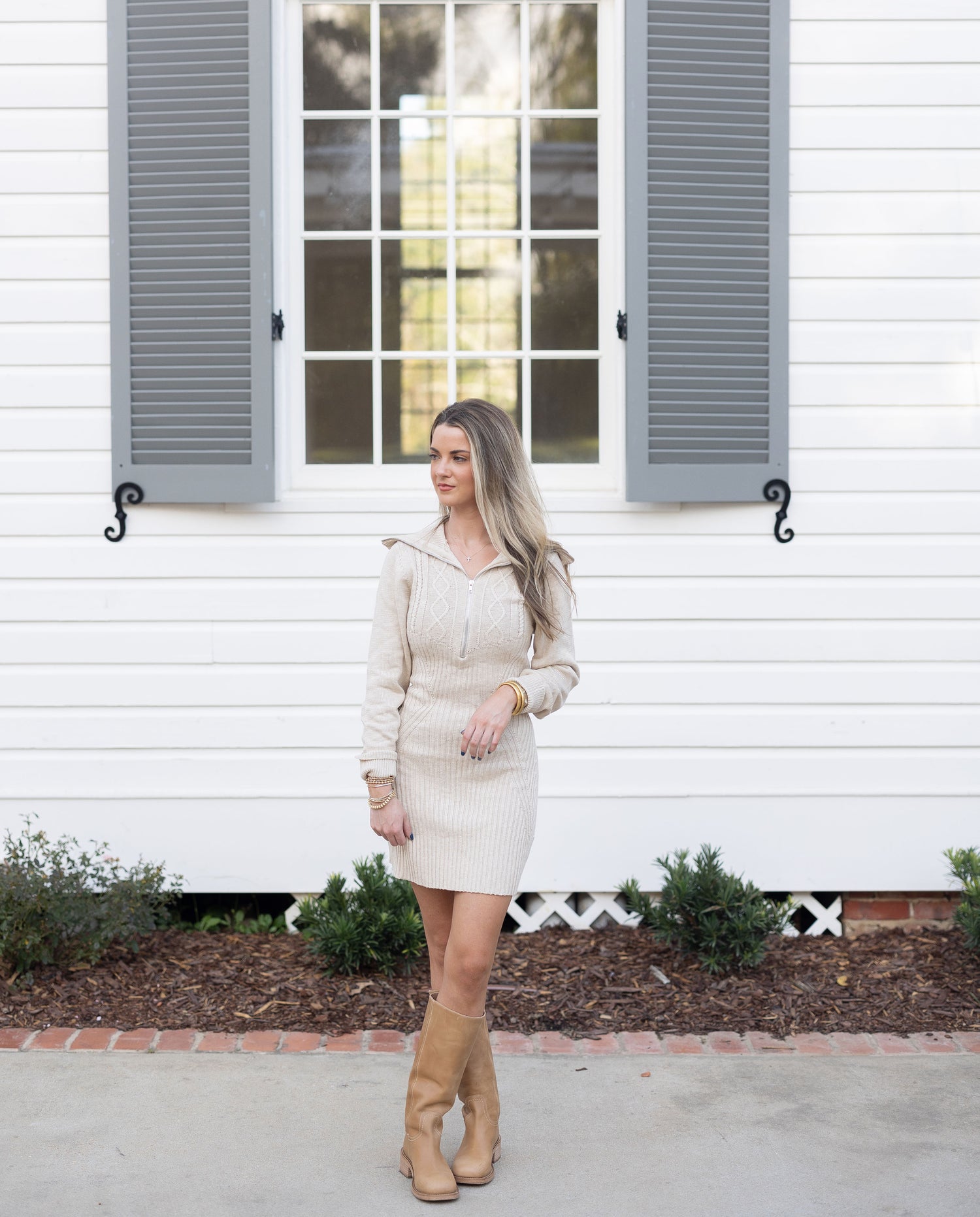 cable knit long sleeve sweater dress Sample Cable-Knit Round Neck Sweater Dress