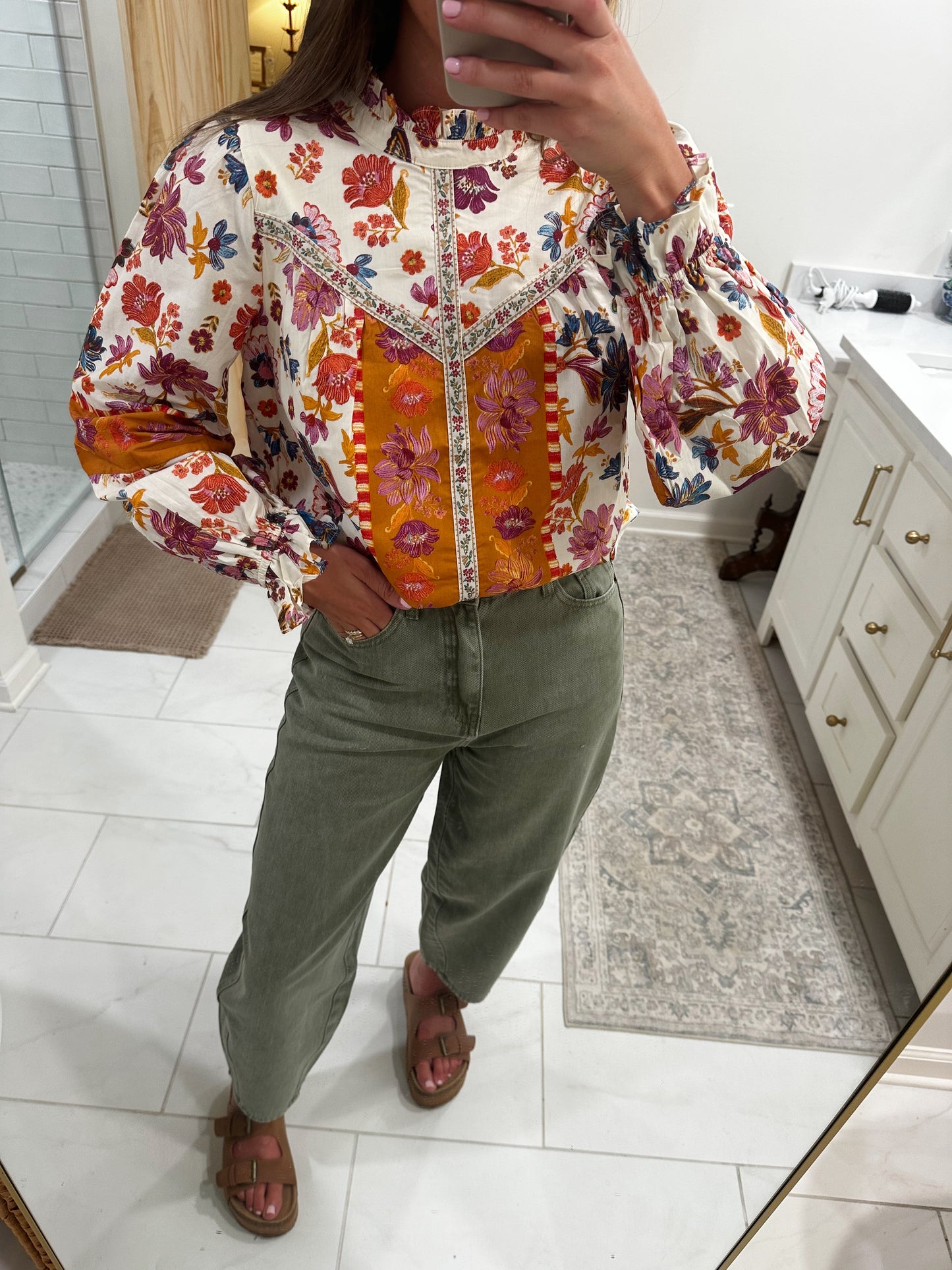 Ivory Floral Print Top