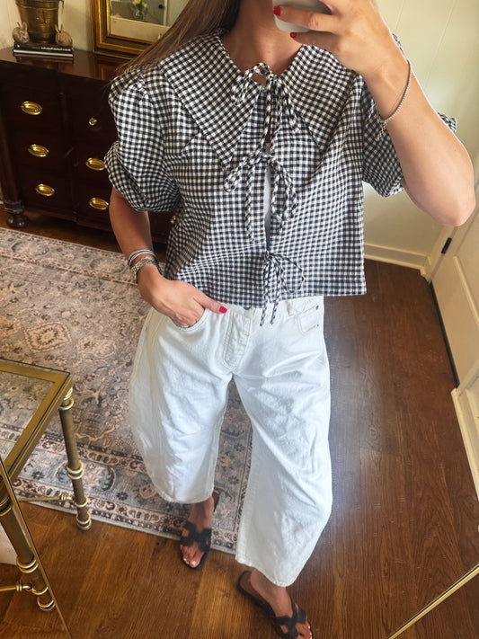 Gingham Collar Top