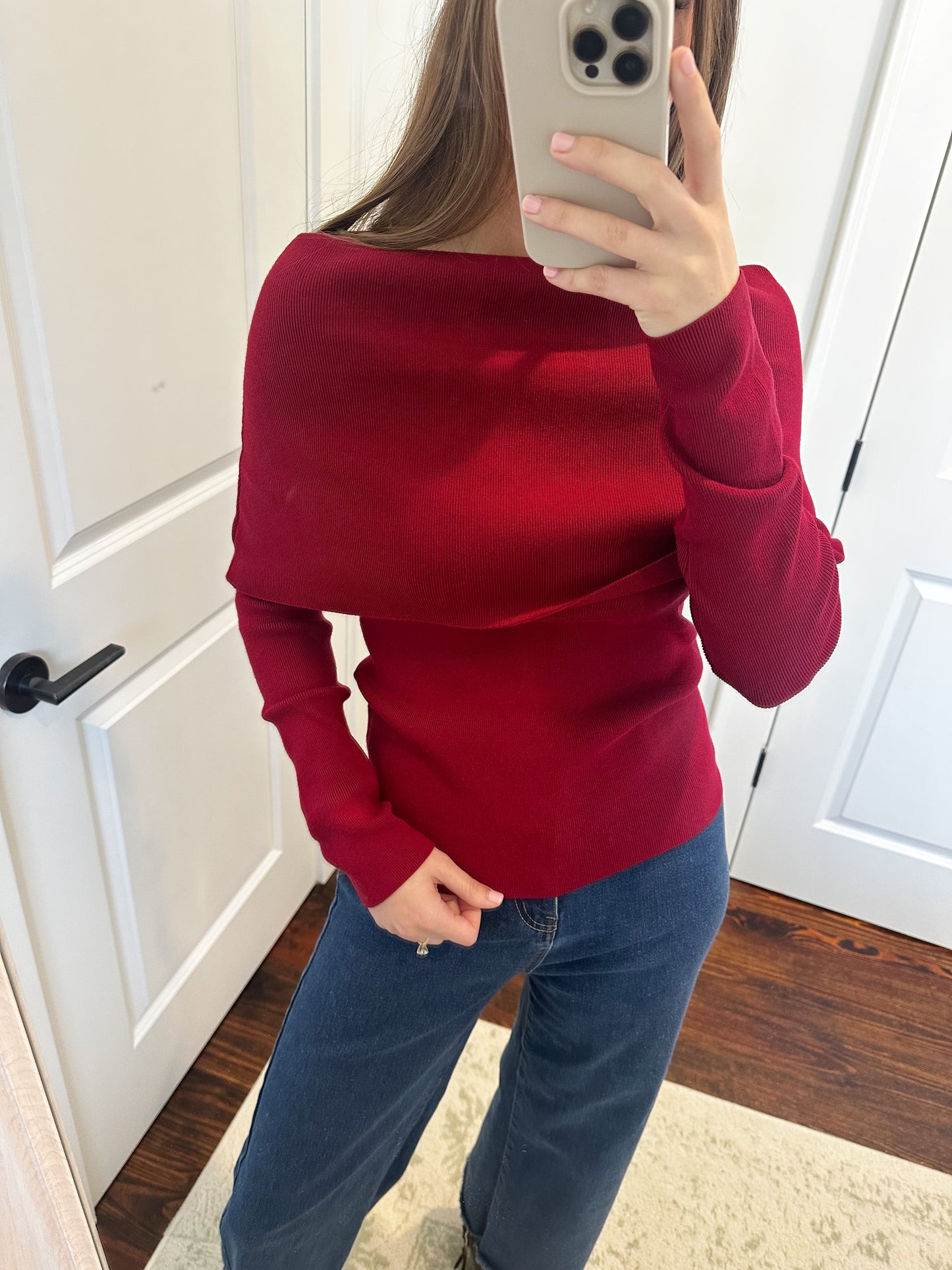 Off The Shoulder Long Sleeve - Burgundy