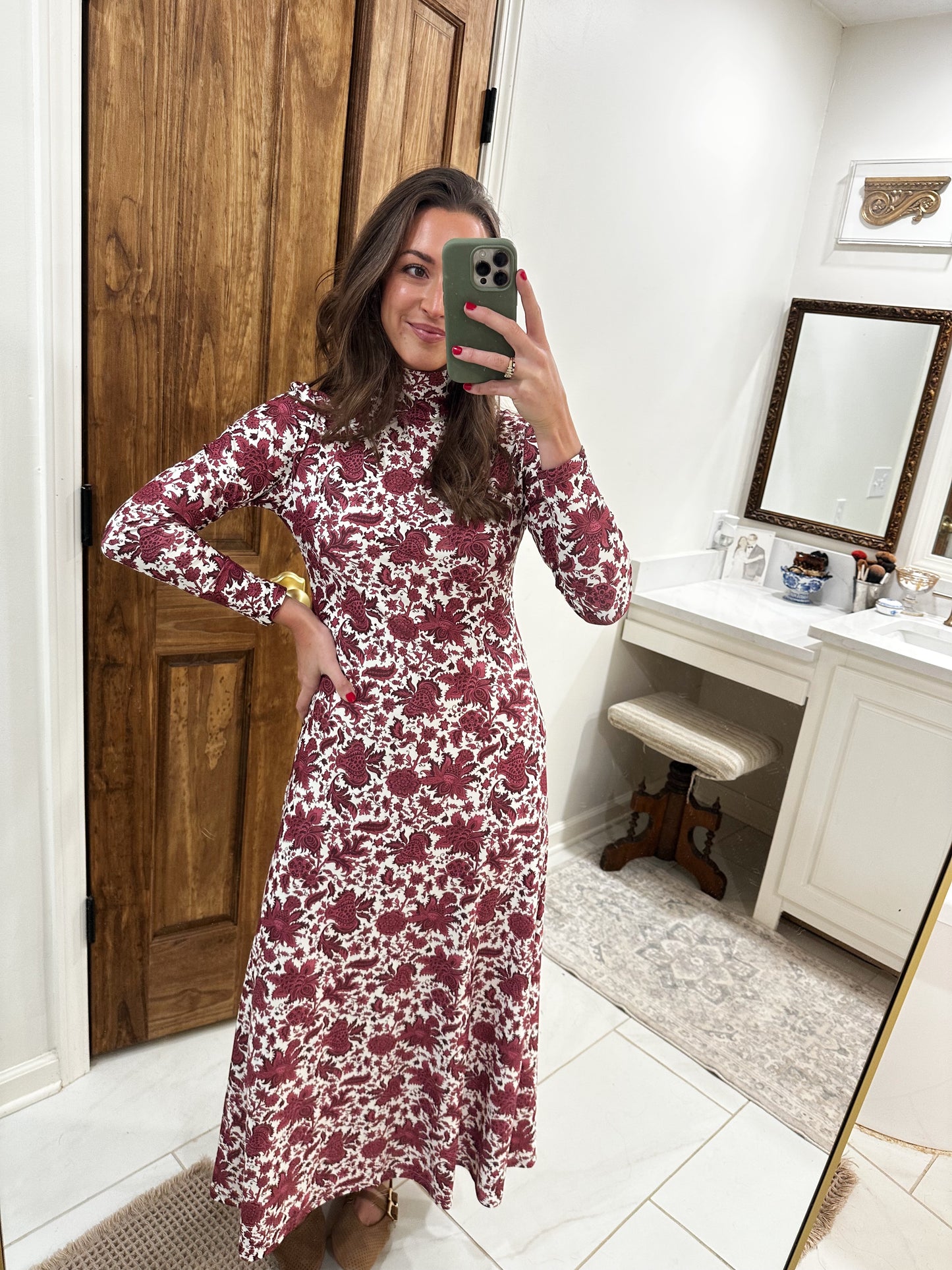 Raspberry Turtleneck Maxi Dress
