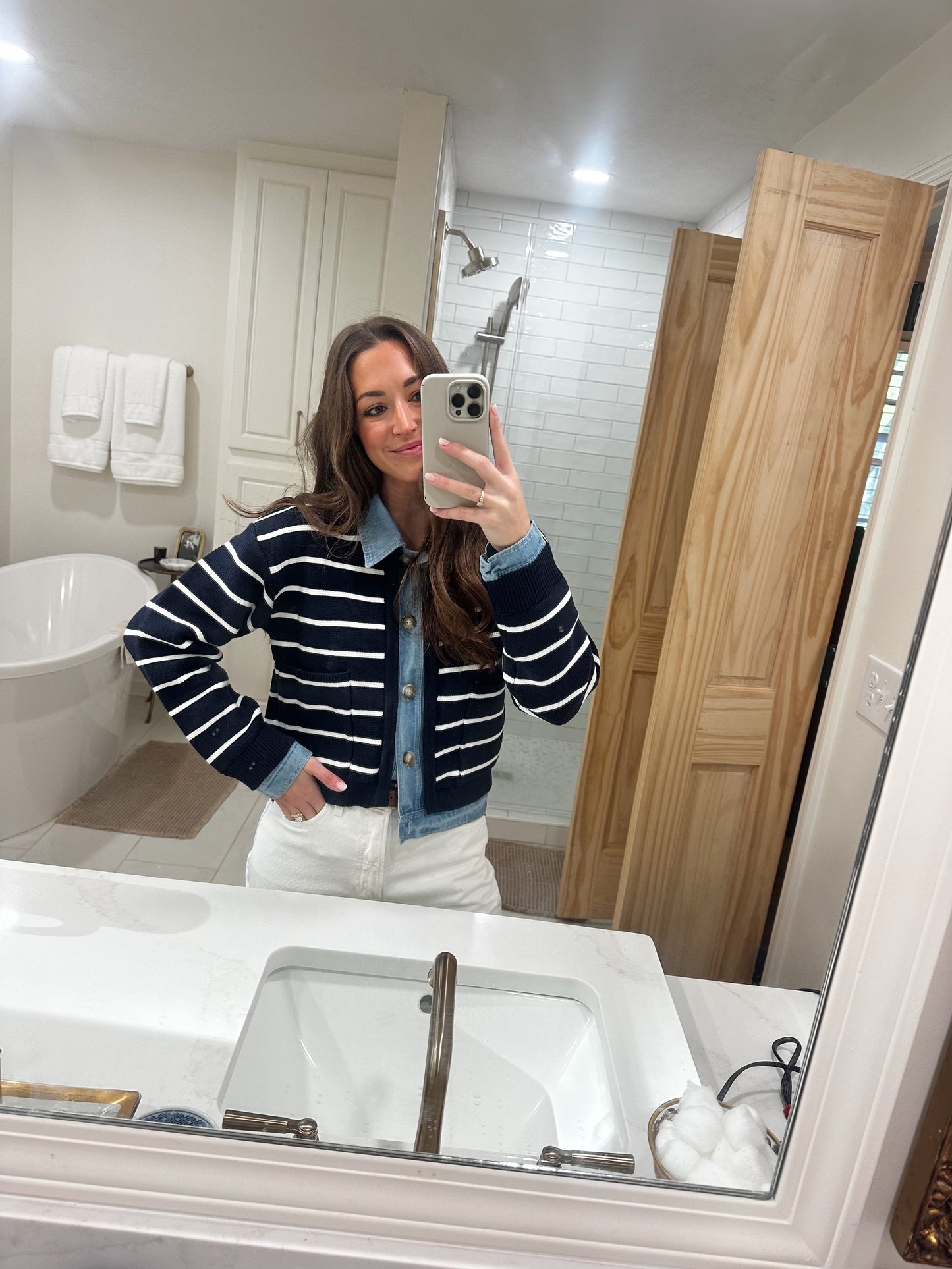 Stripe Knit and Denim Button Down