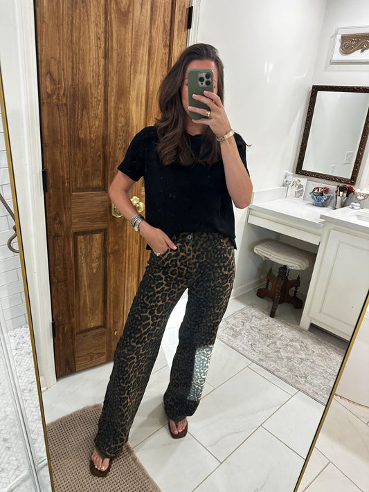 Leopard Straight Leg Jeans