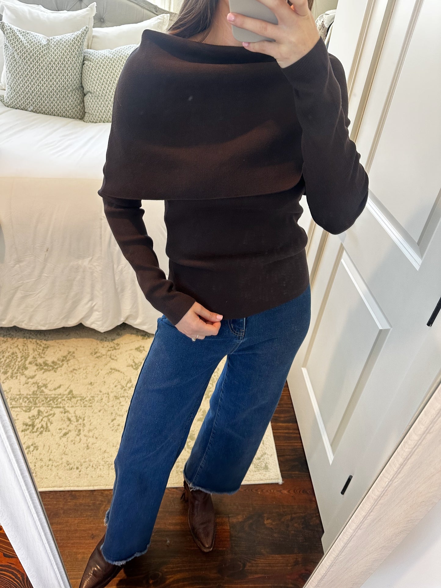 Off The Shoulder Long Sleeve - Brown