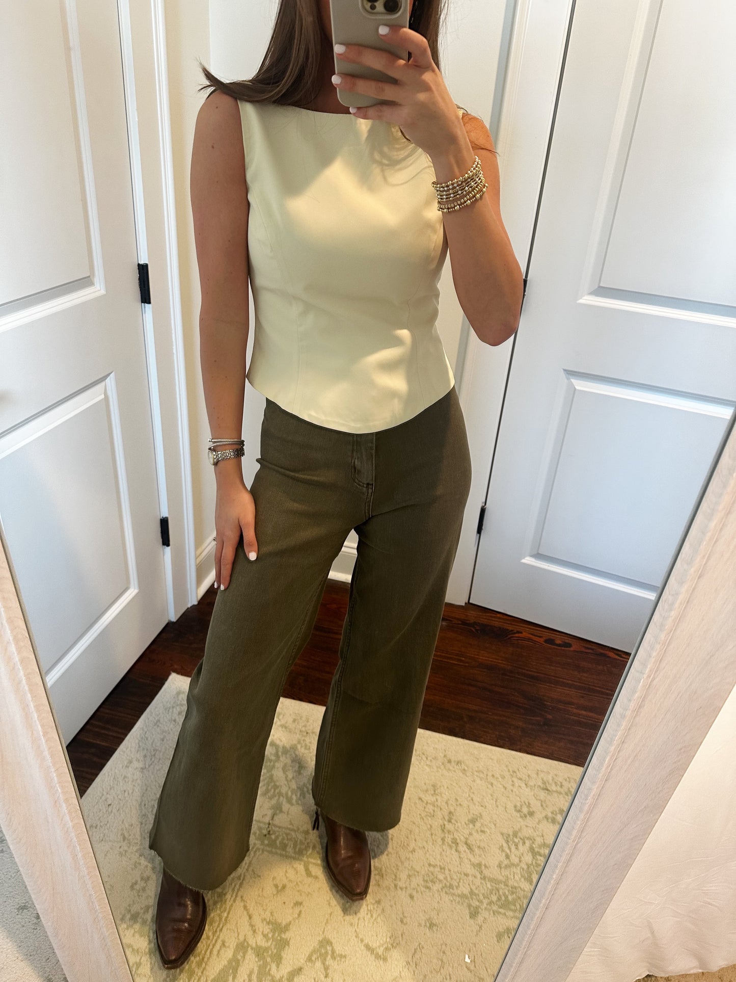 Straight Leg Denim - Olive