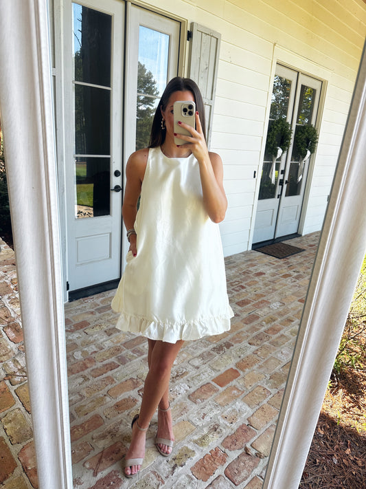 Ruffle Pearl Mini Dress