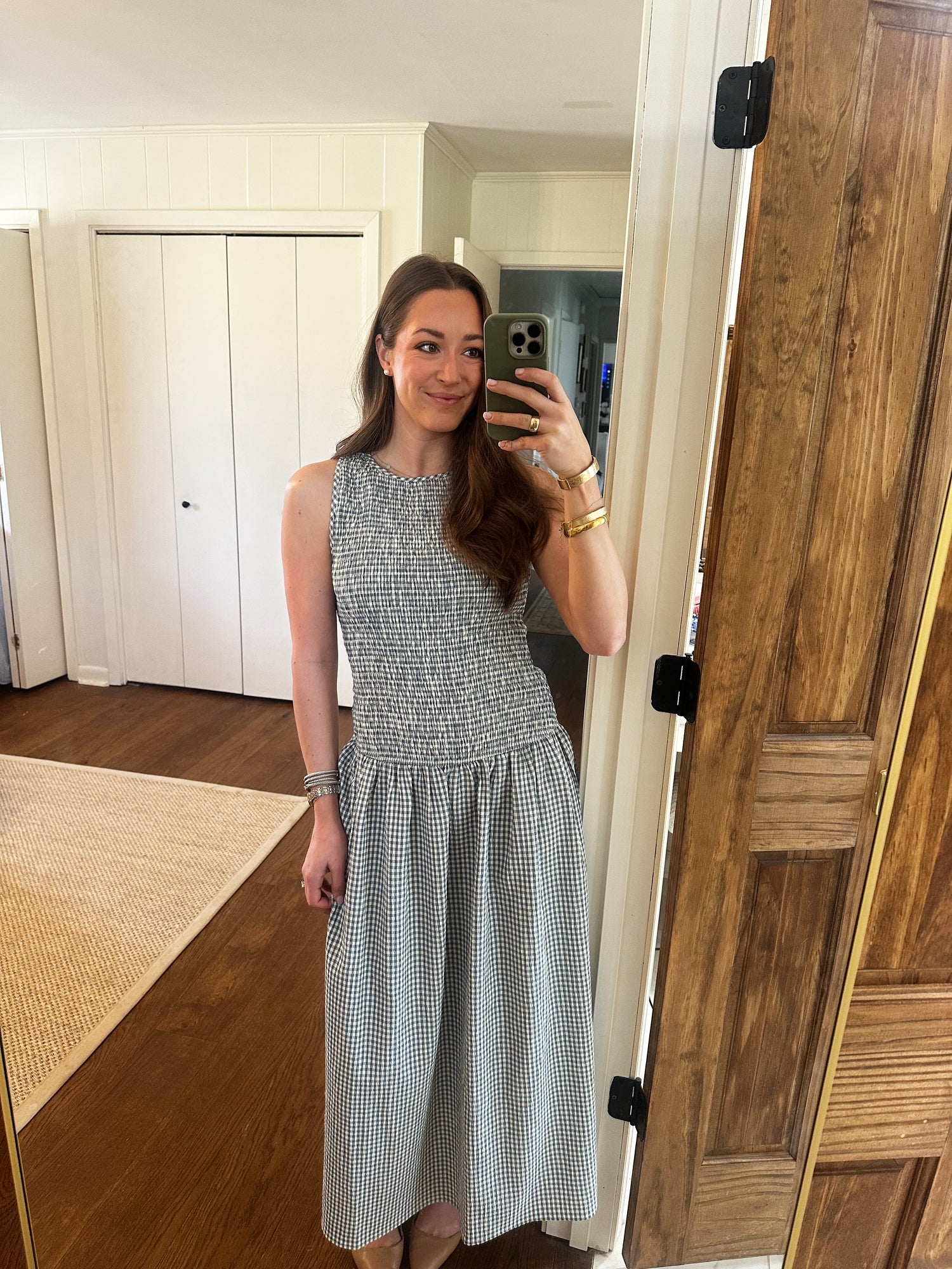 Gingham Drop Waist Maxi Dress - Blue Gingham Drop Waist Maxi Dress - Blue