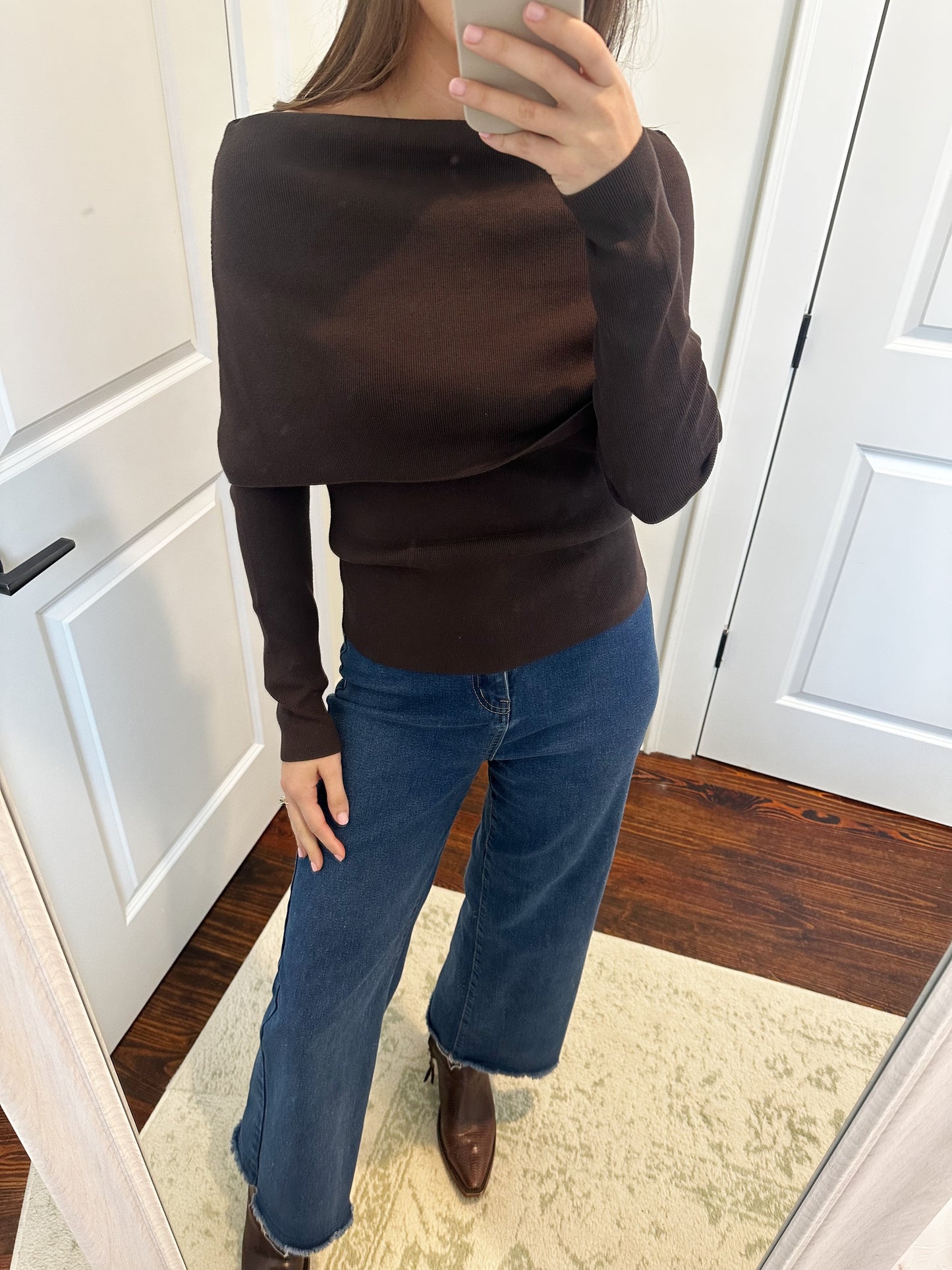 Off The Shoulder Long Sleeve - Brown