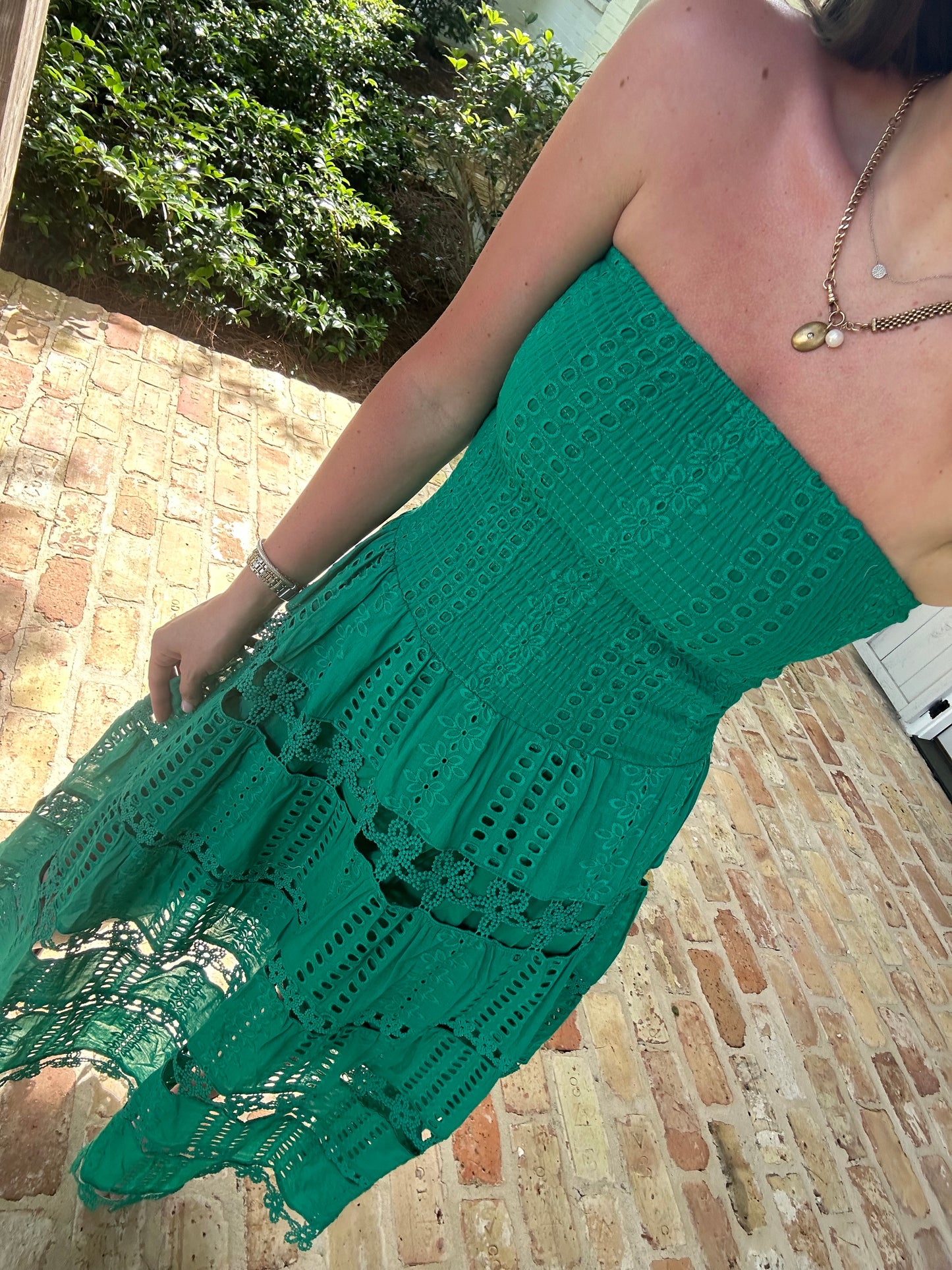 Eyelet Maxi Dress - Kelly Green