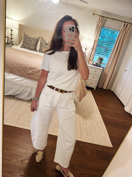 Jordan White Barrel Jeans