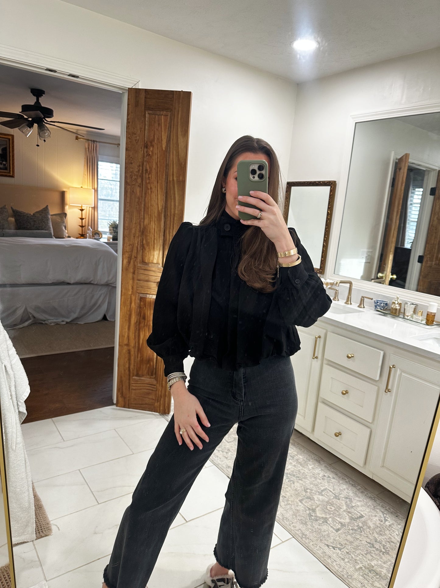 Mock Neck Button Down