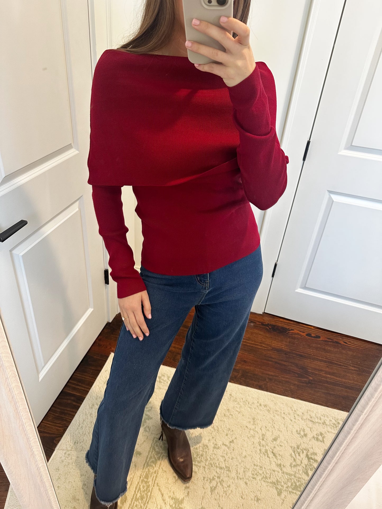 Off The Shoulder Long Sleeve - Burgundy