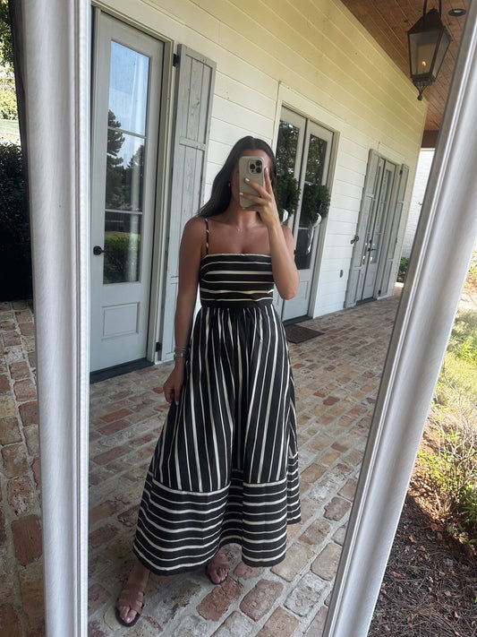 Autumn Striped Maxi Dress