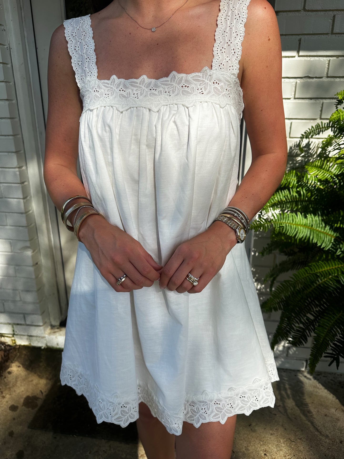 Linen Lace Trim Dress