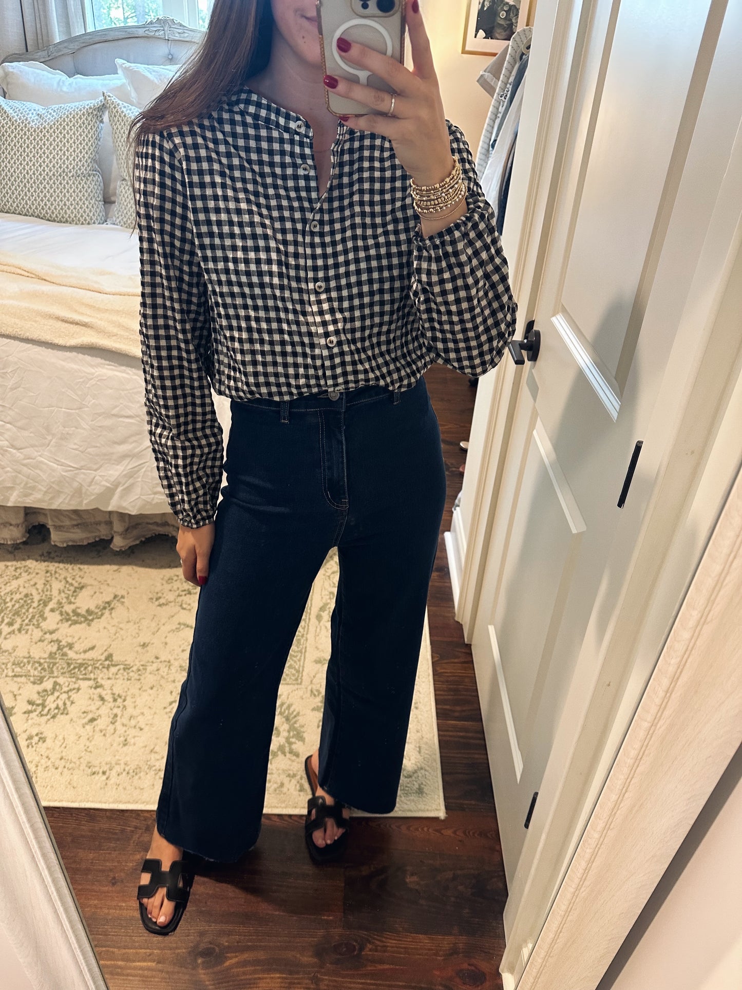 Nicole Gingham Top - Black/White