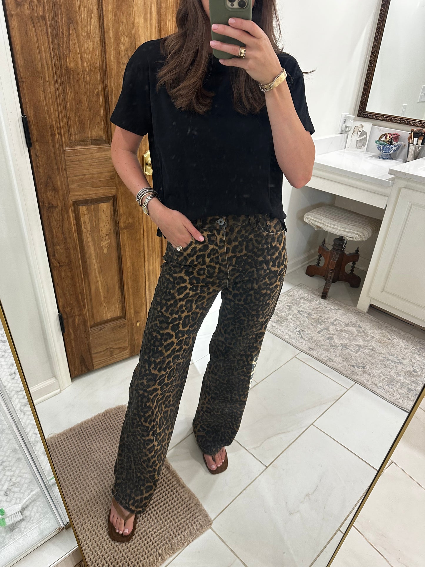 Leopard Straight Leg Jeans