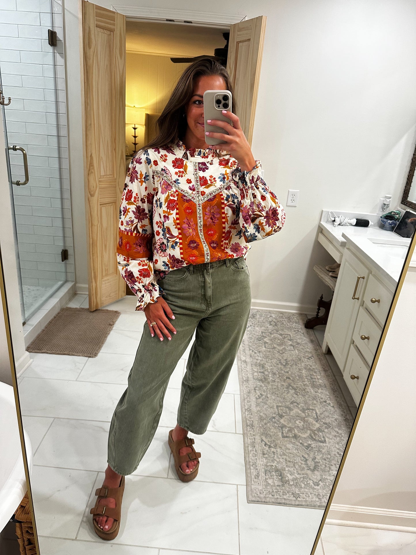 Ivory Floral Print Top