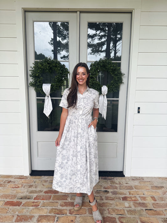 Toile Maxi Button Down Dress